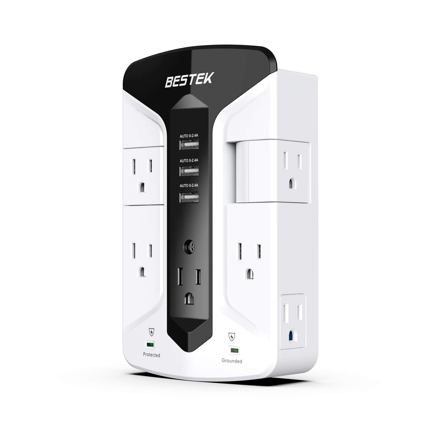 BESTEK 7-Outlet Wall Tap with USB