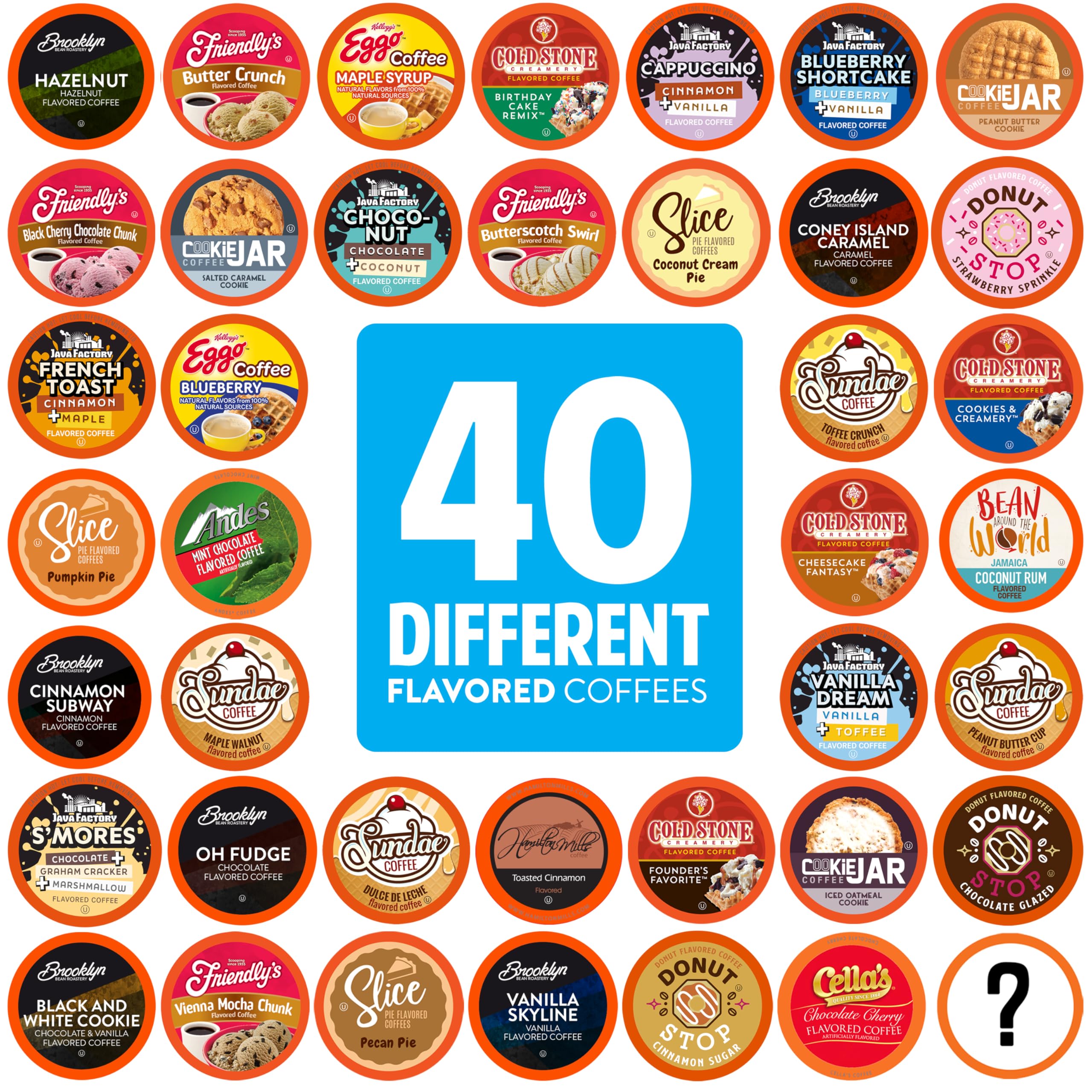 Two Rivers Assorted Flavored Coffee Pods, 40 Count