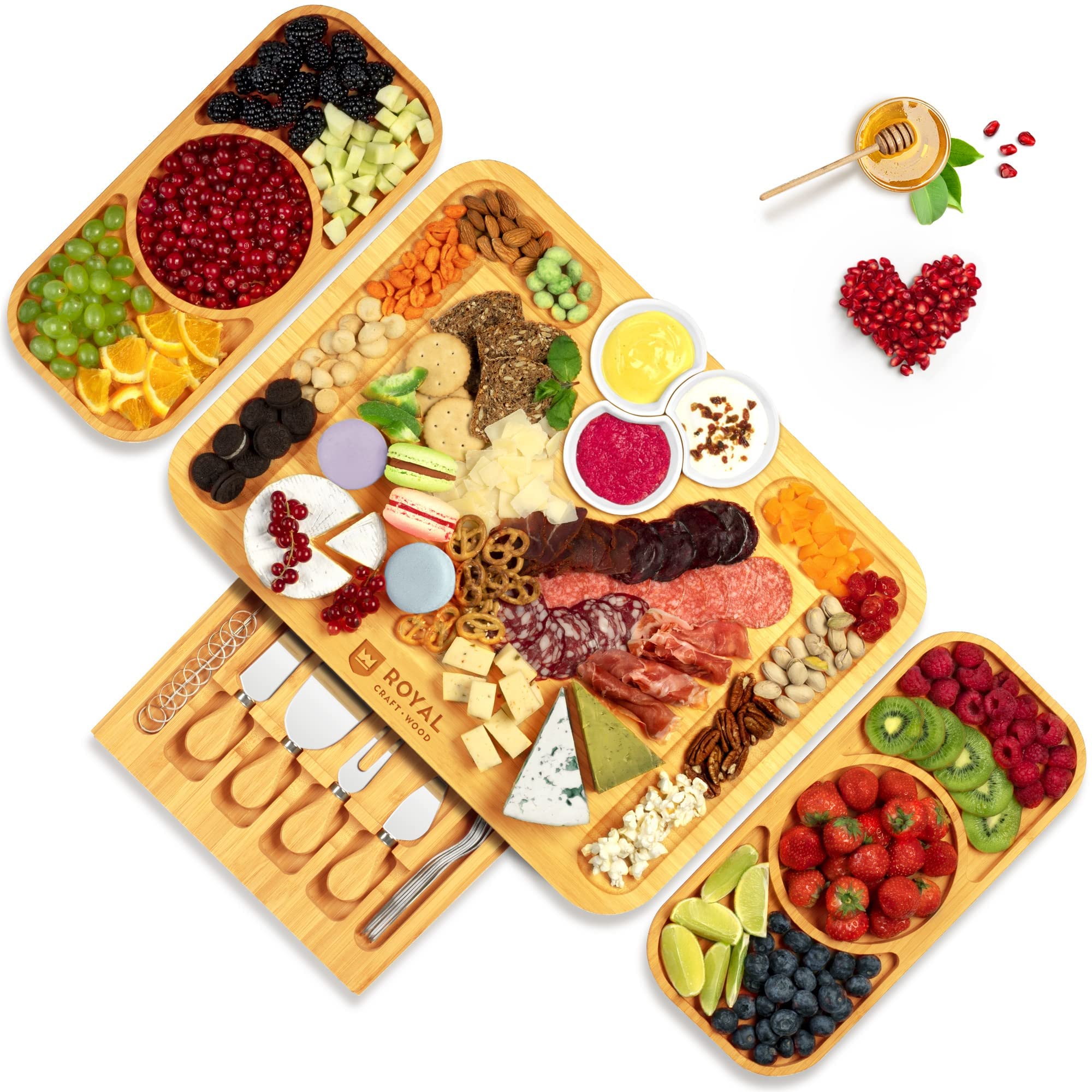 Royal Craft Wood Bamboo Cheese Board Set