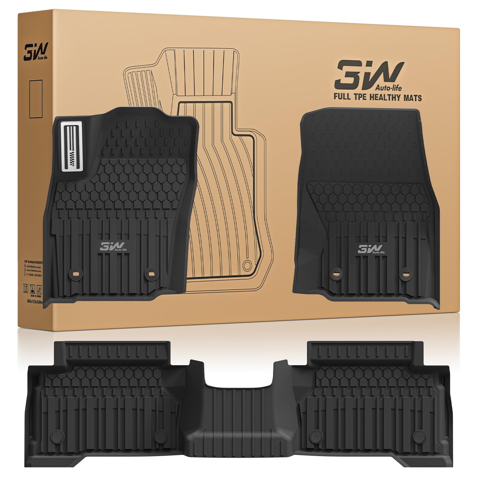 3W Toyota Tacoma 2024–2026 Mats With Metal Pedals