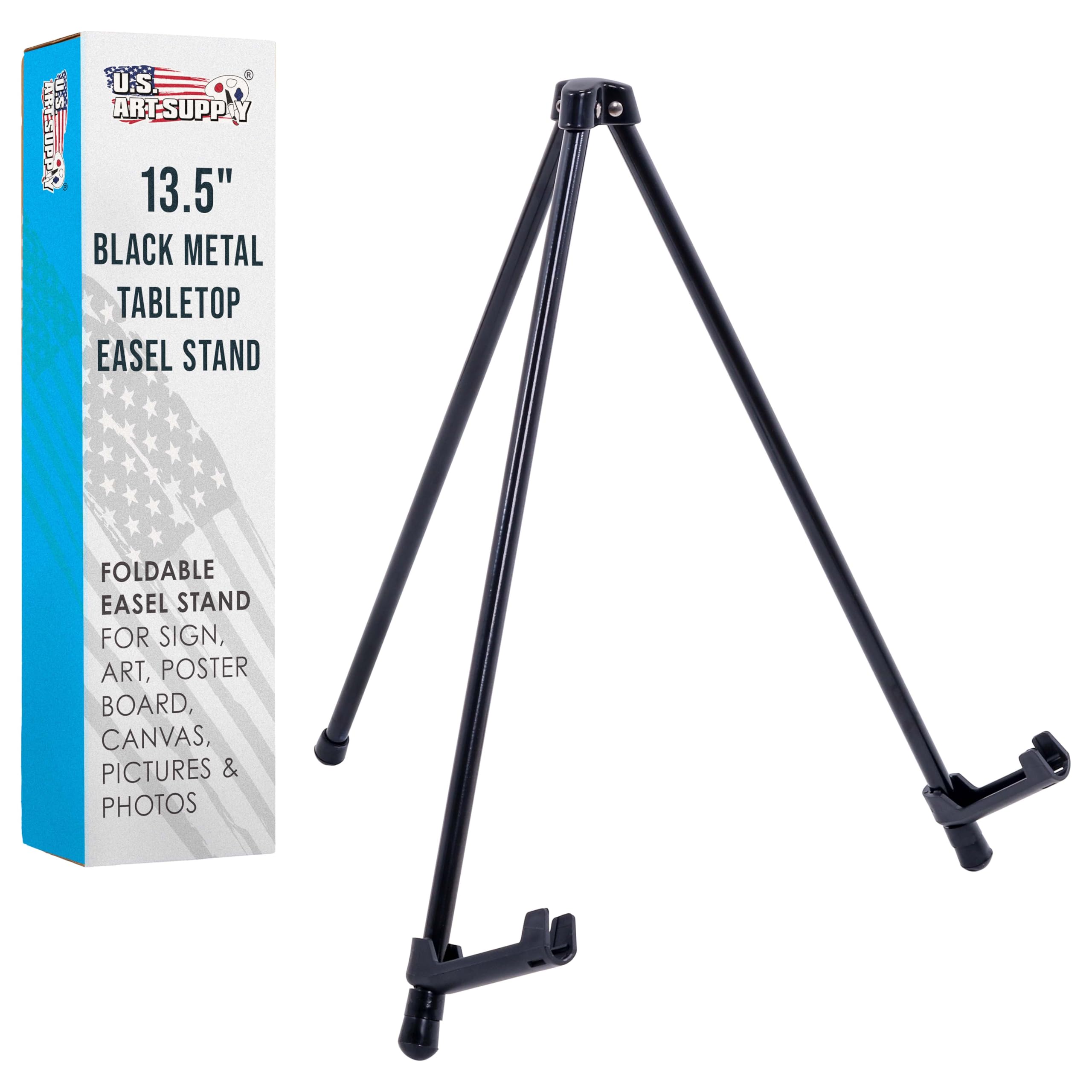U.S. Art Supply 13.5" Black Metal Tabletop Easel Stand