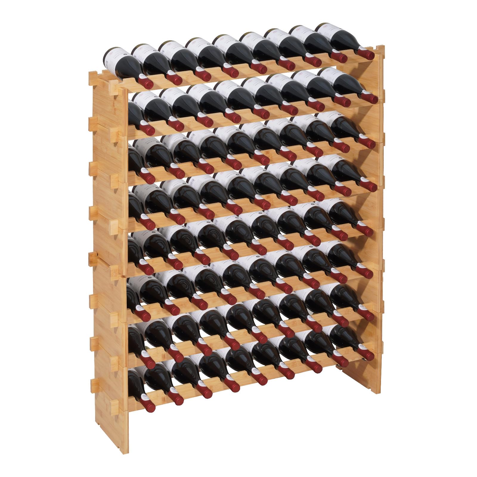 VEVOR 72-Bottle Stackable Wine Rack, 8-Tier, Natural
