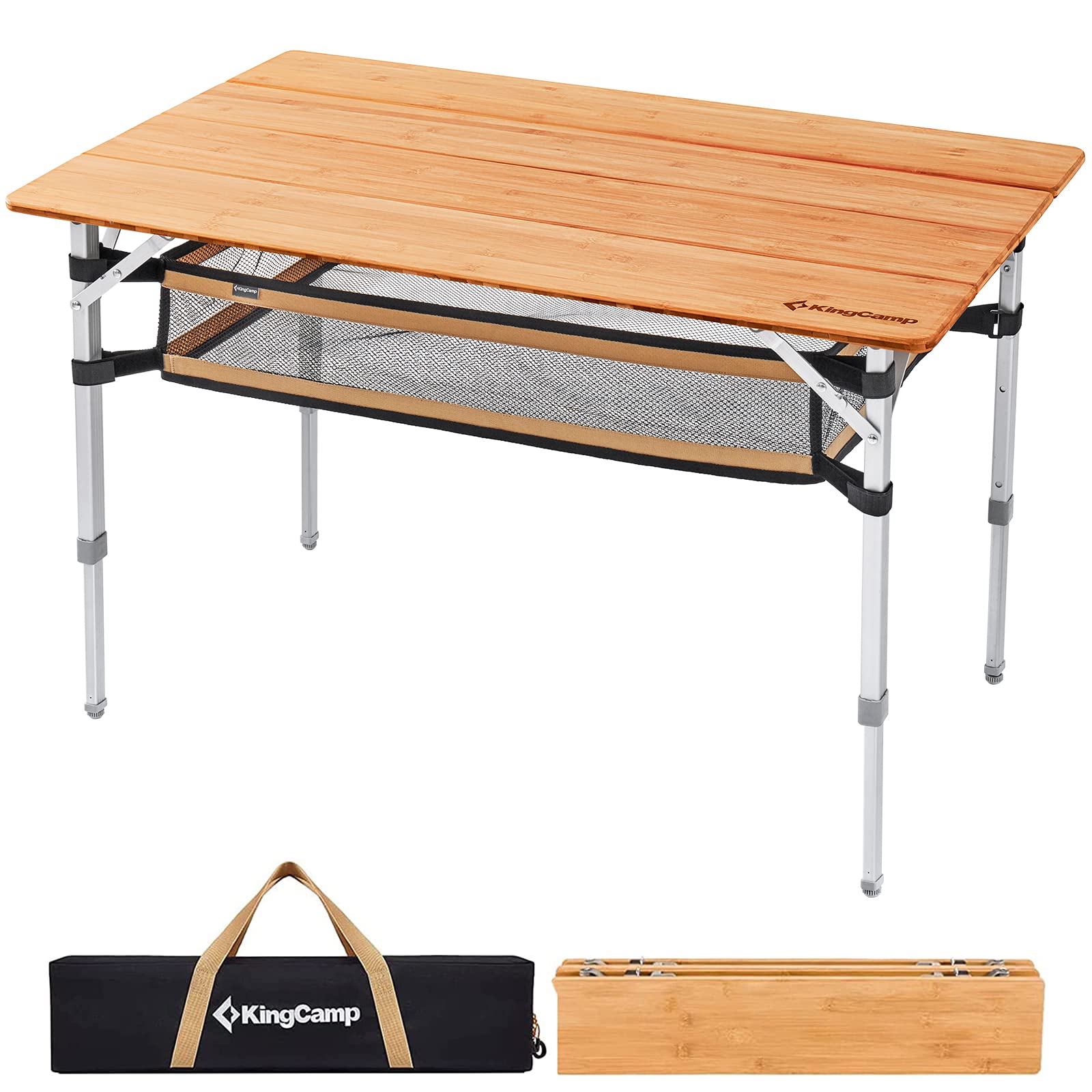 KingCamp Adjustable Bamboo Folding Table
