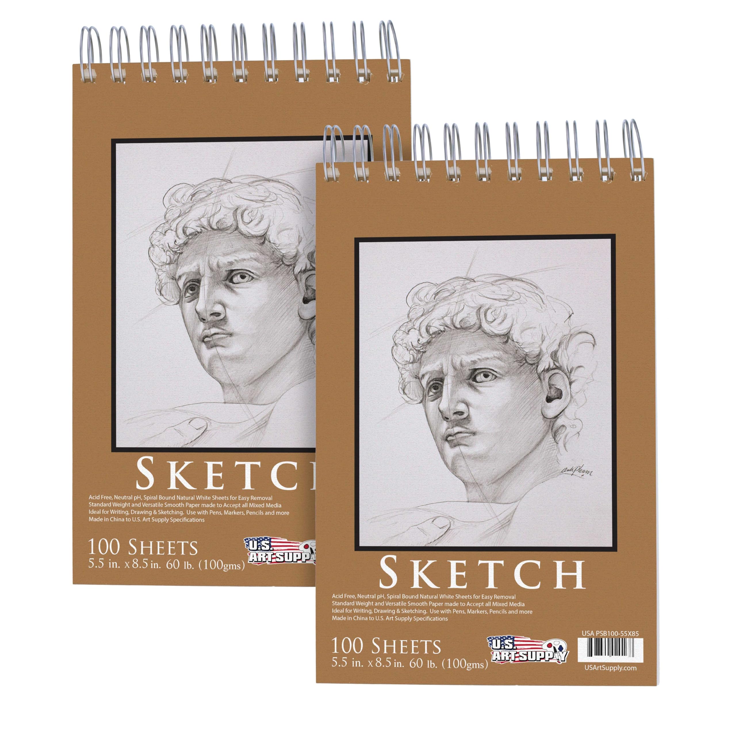 U.S. Art Supply 5.5 x 8.5 Sketch Book, 2 Pack