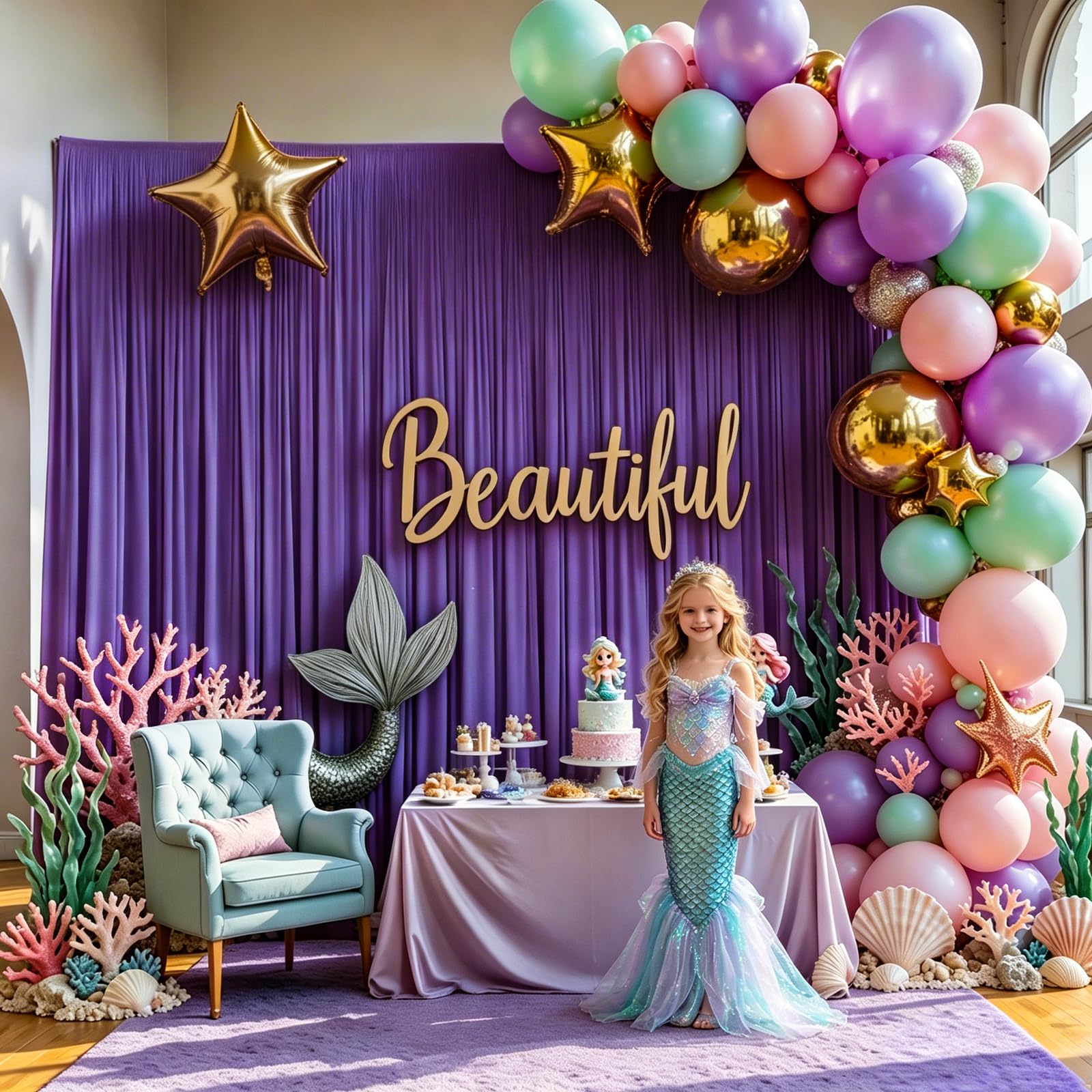 Gallety Lavender 10x10FT Backdrop Curtain