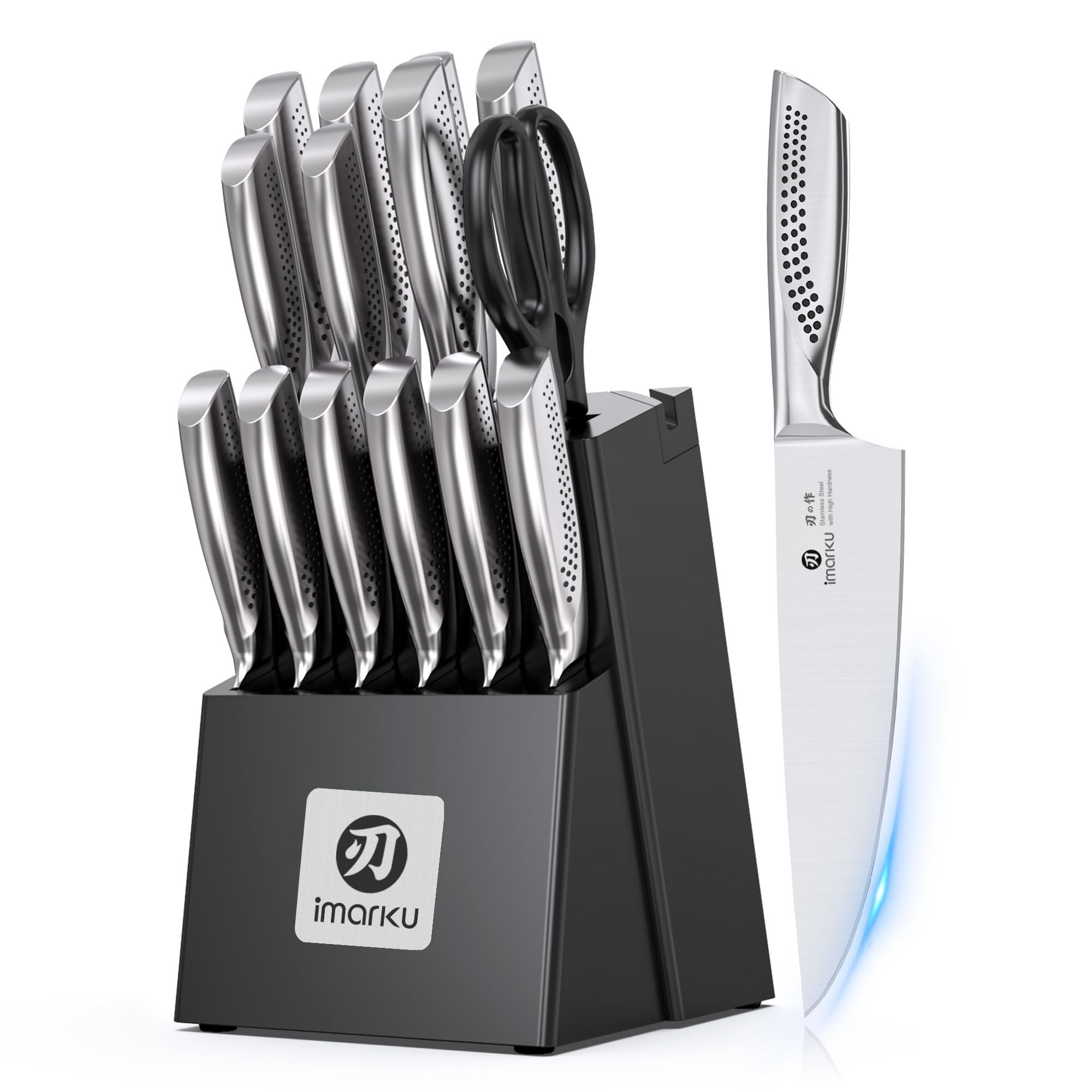 imarku 15-Piece Black Knife Set