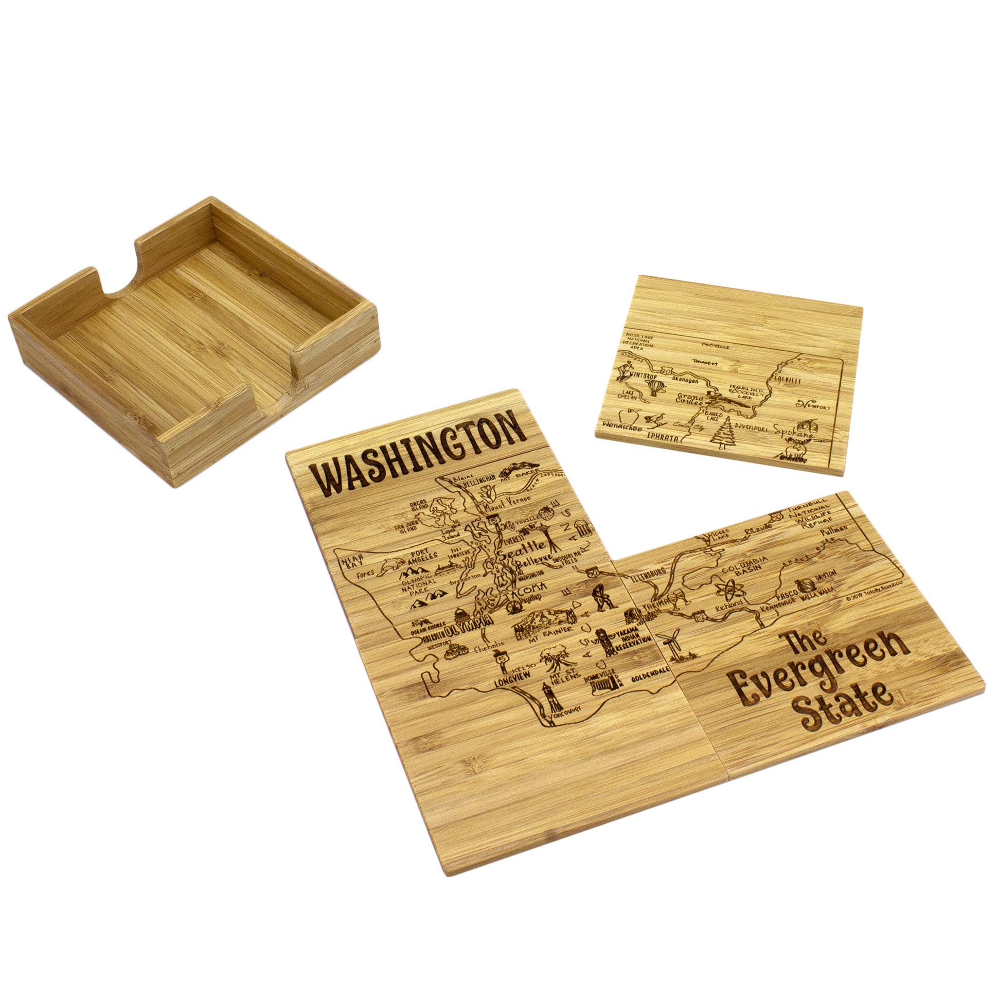 Totally Bamboo Washington State Puzzle Coasters