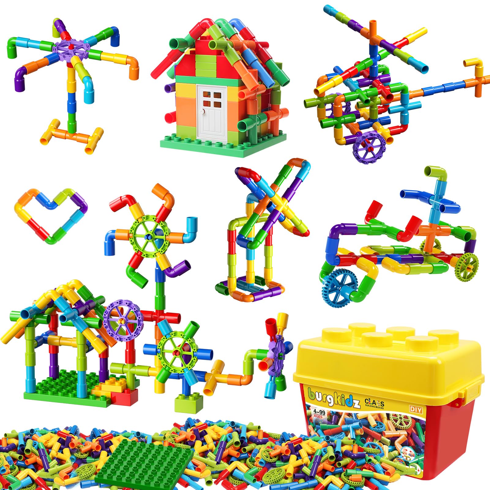 burgkidz STEM Learning Pipe Tube Construction Building Blocks