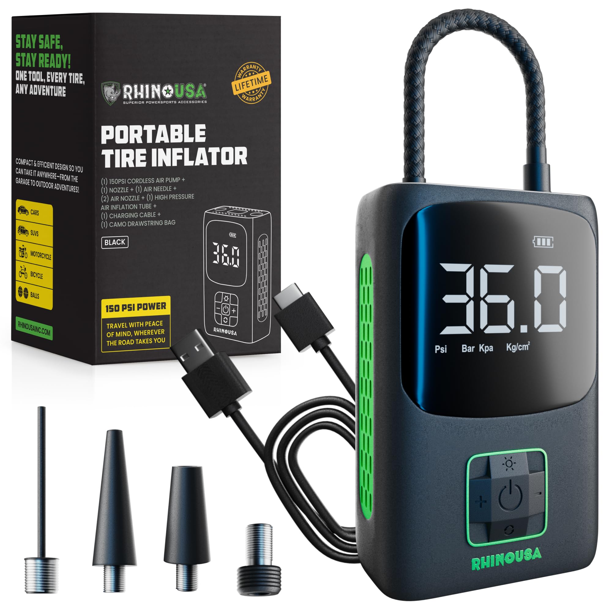 Rhino USA Portable Tire Inflator