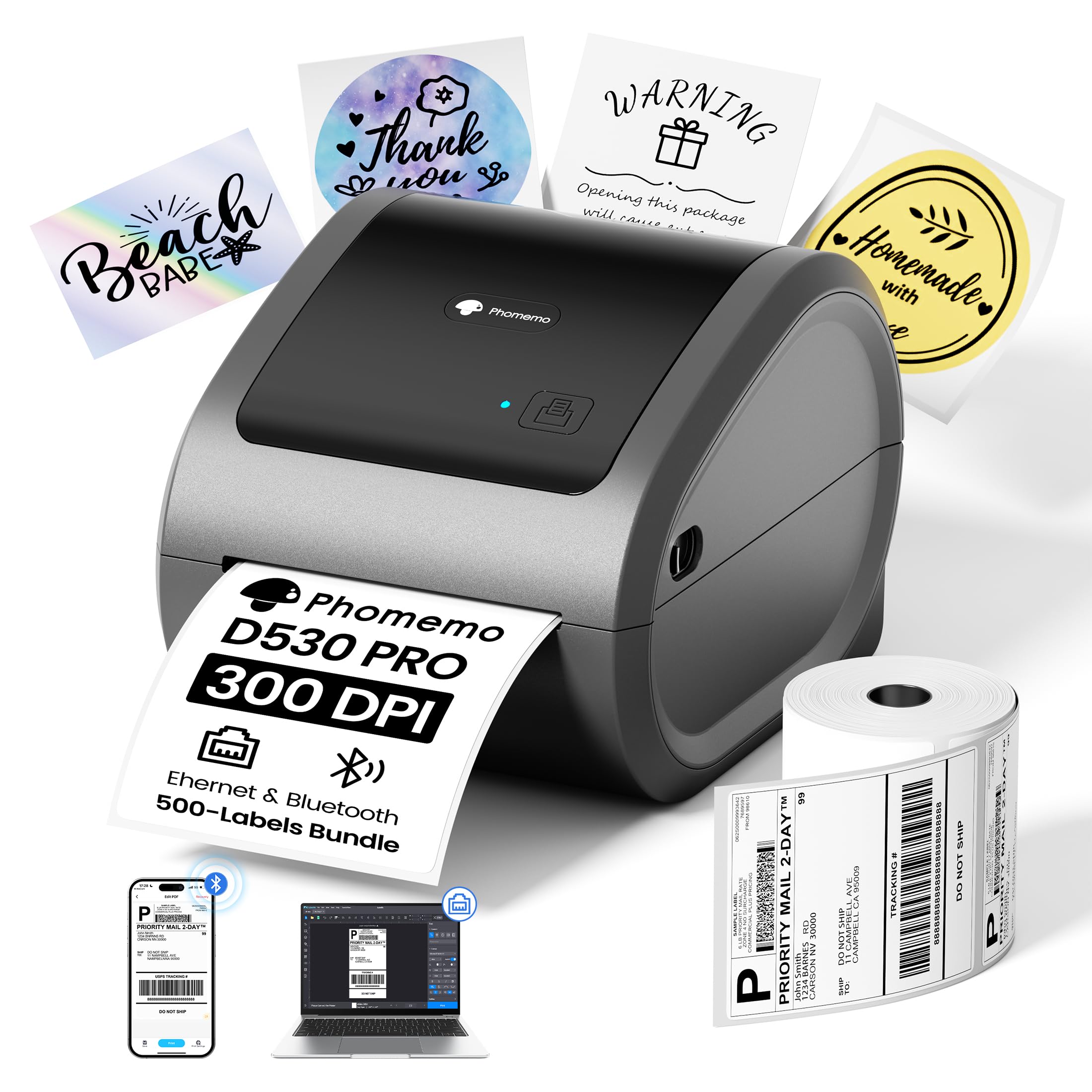 Phomemo D530 Pro with 500 Labels