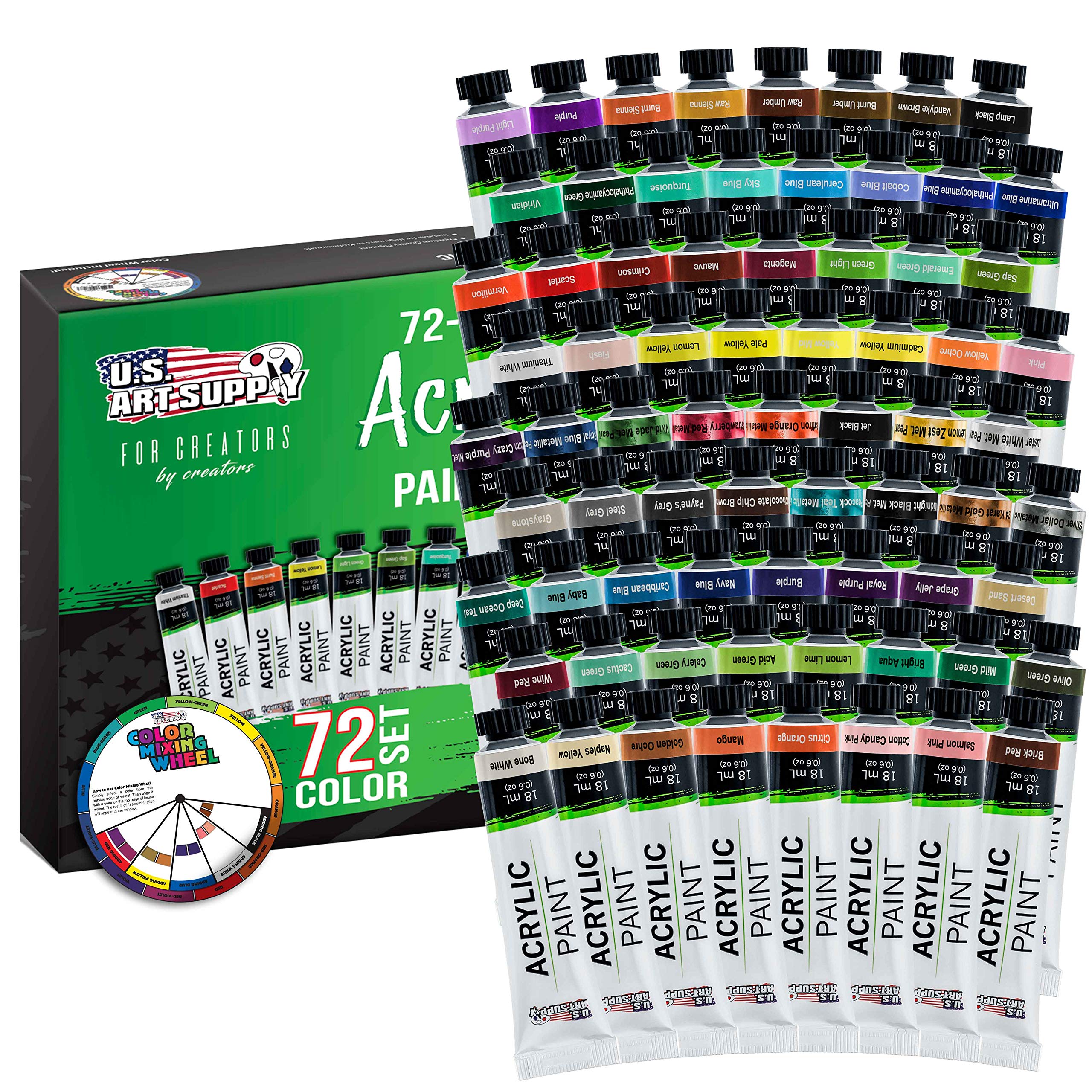 U.S. Art Supply 72-Color Acrylic Paint Set
