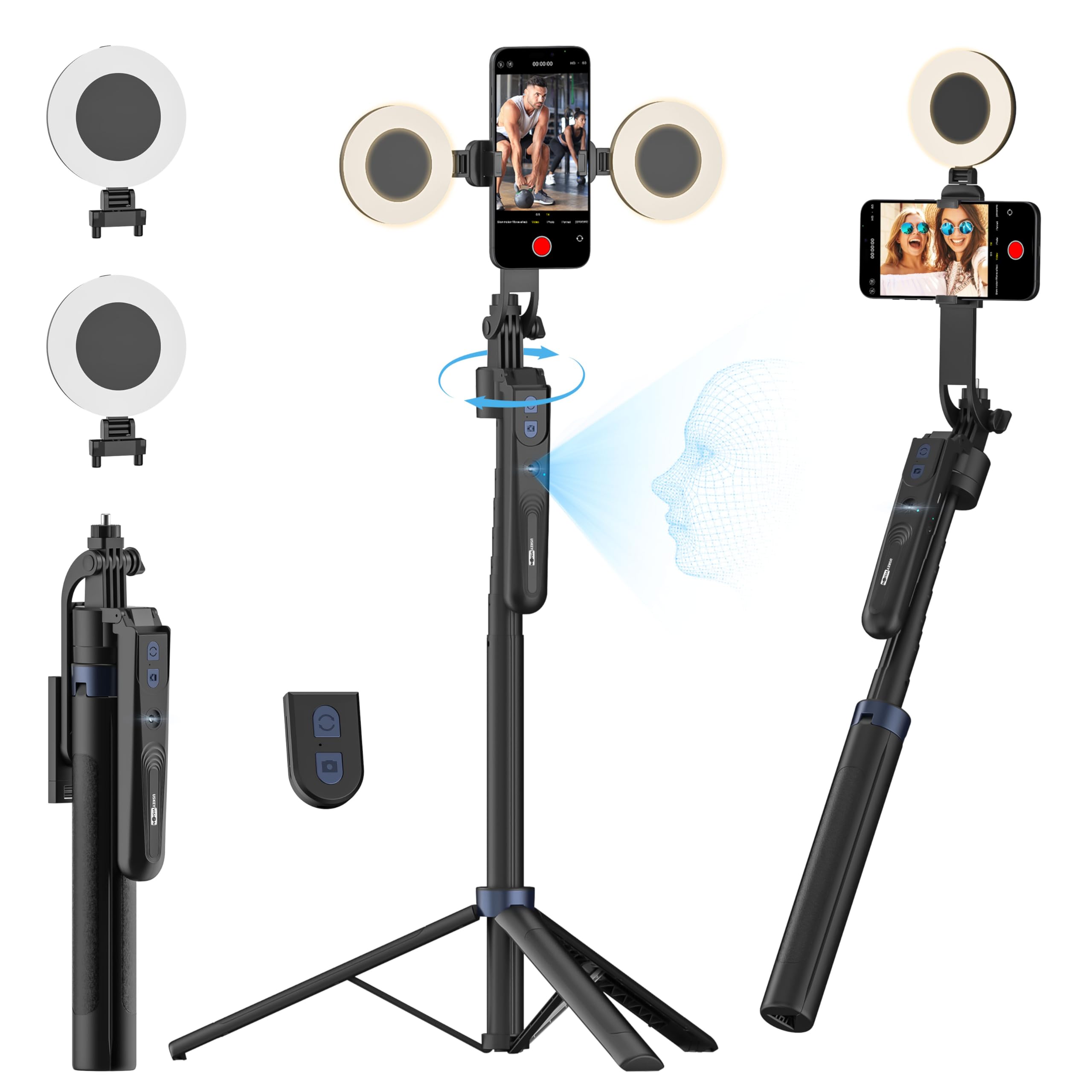 USKEYVISION 70.9-Inch Auto Face Tracking Tripod with Light