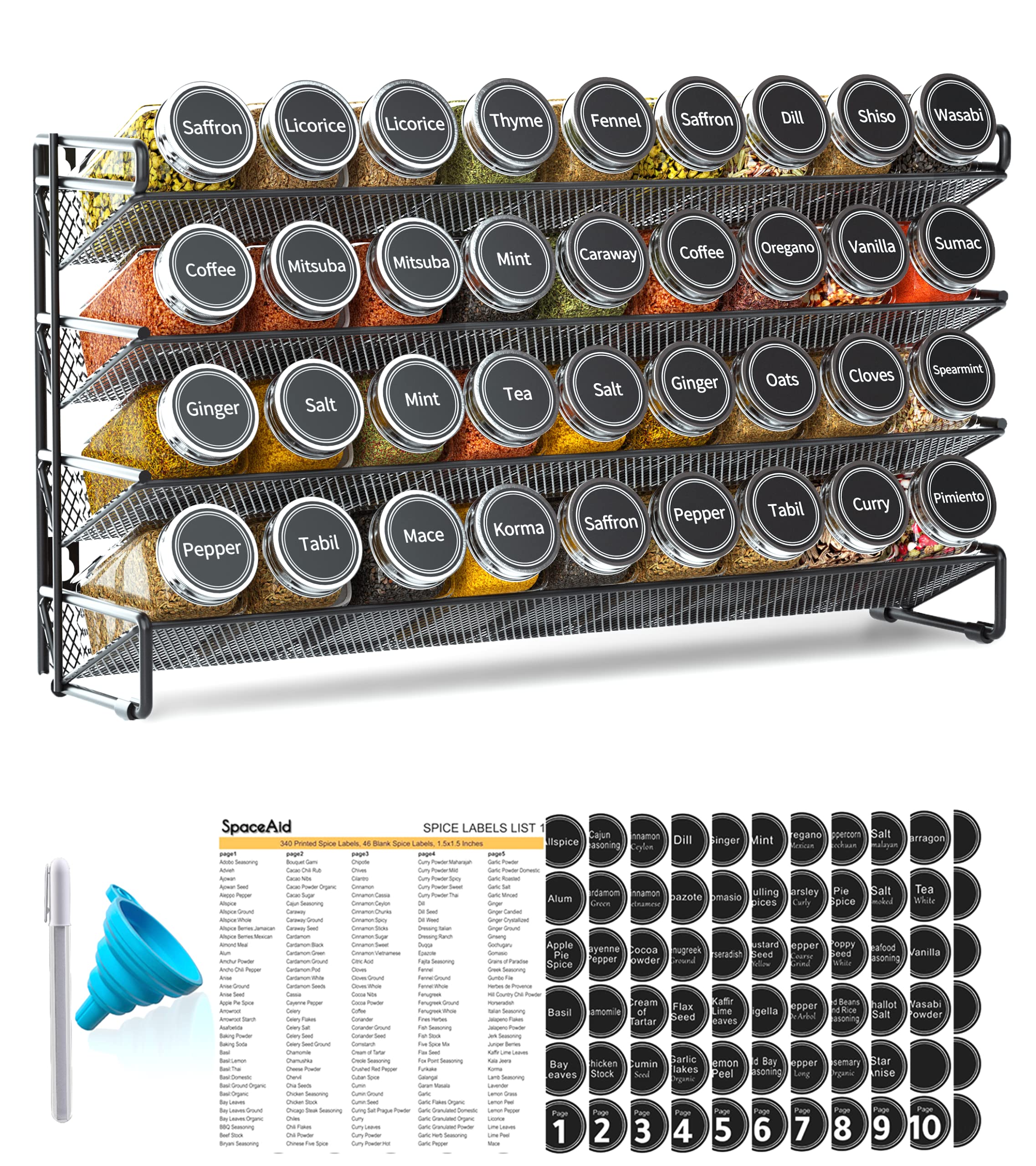SpaceAid Spice Rack Organizer with 36 Jars