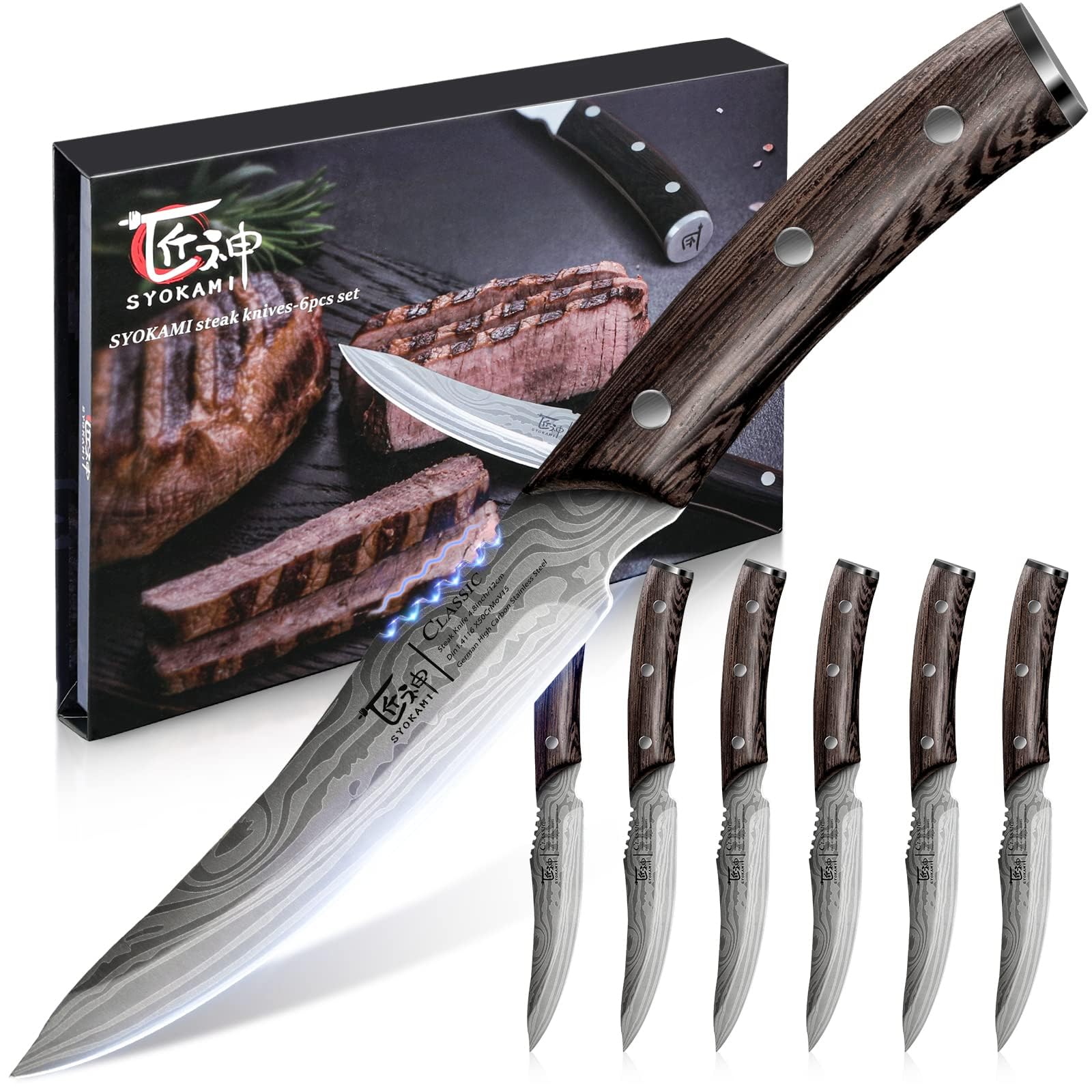 SYOKAMI Steak Knives Set of 6