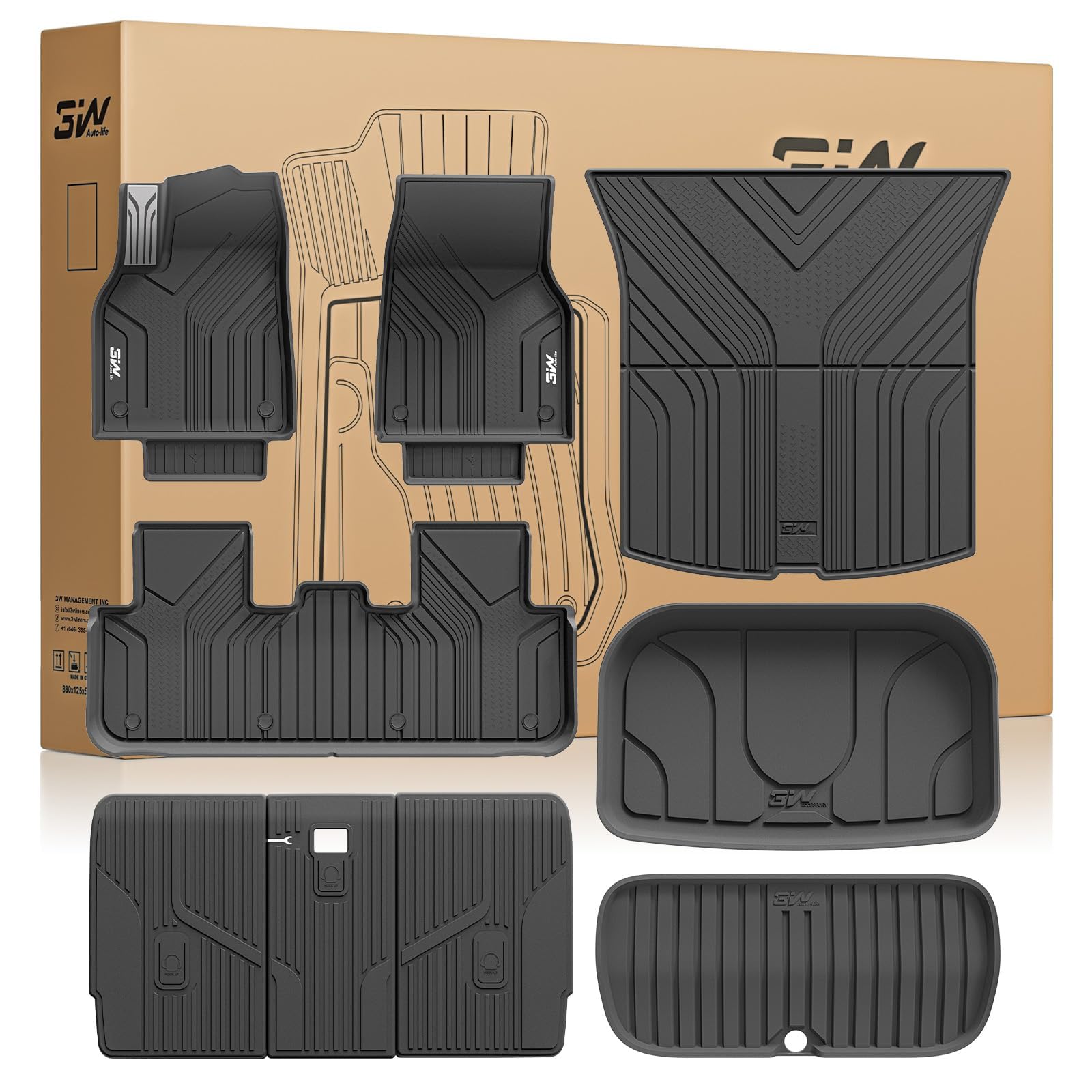 3W Tesla Model Y Juniper Floor Mat Set