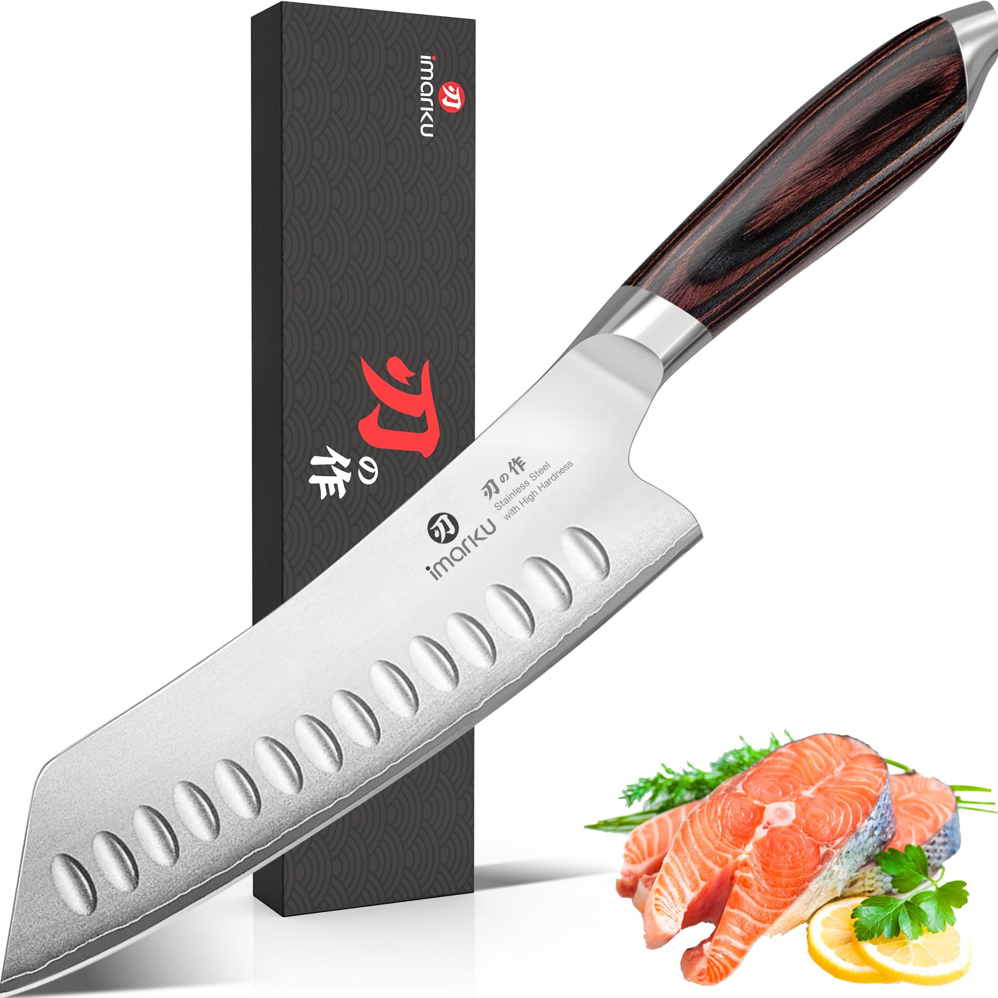 imarku 7-Inch 10Cr15CoMoV Santoku Knife