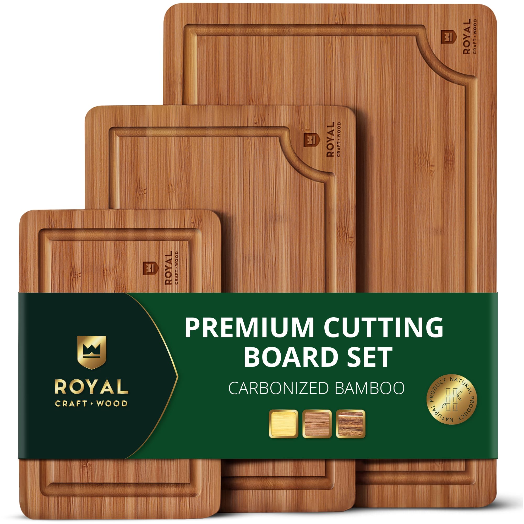ROYAL CRAFT WOOD Bamboo Cutting Board Set