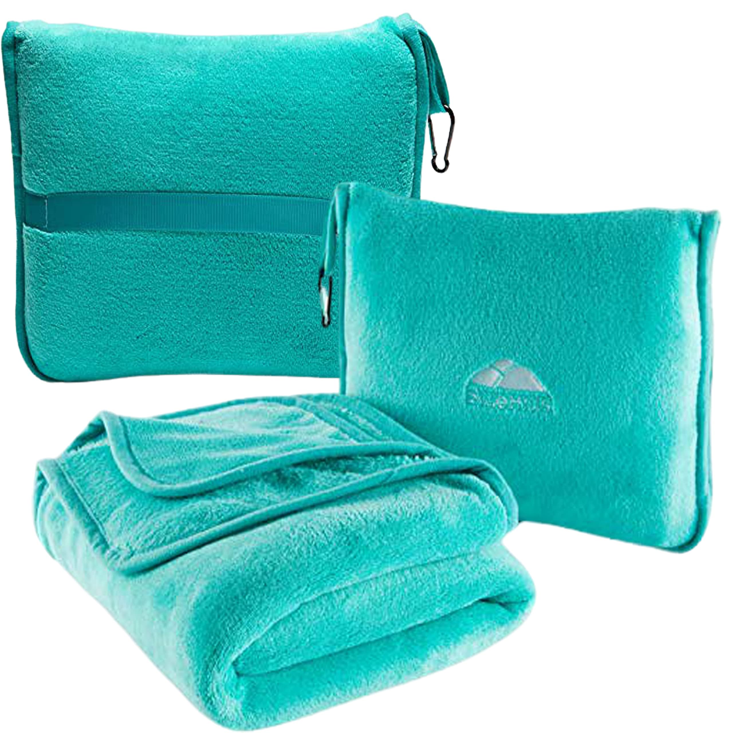 BlueHills Teal Green Travel Blanket Pillow