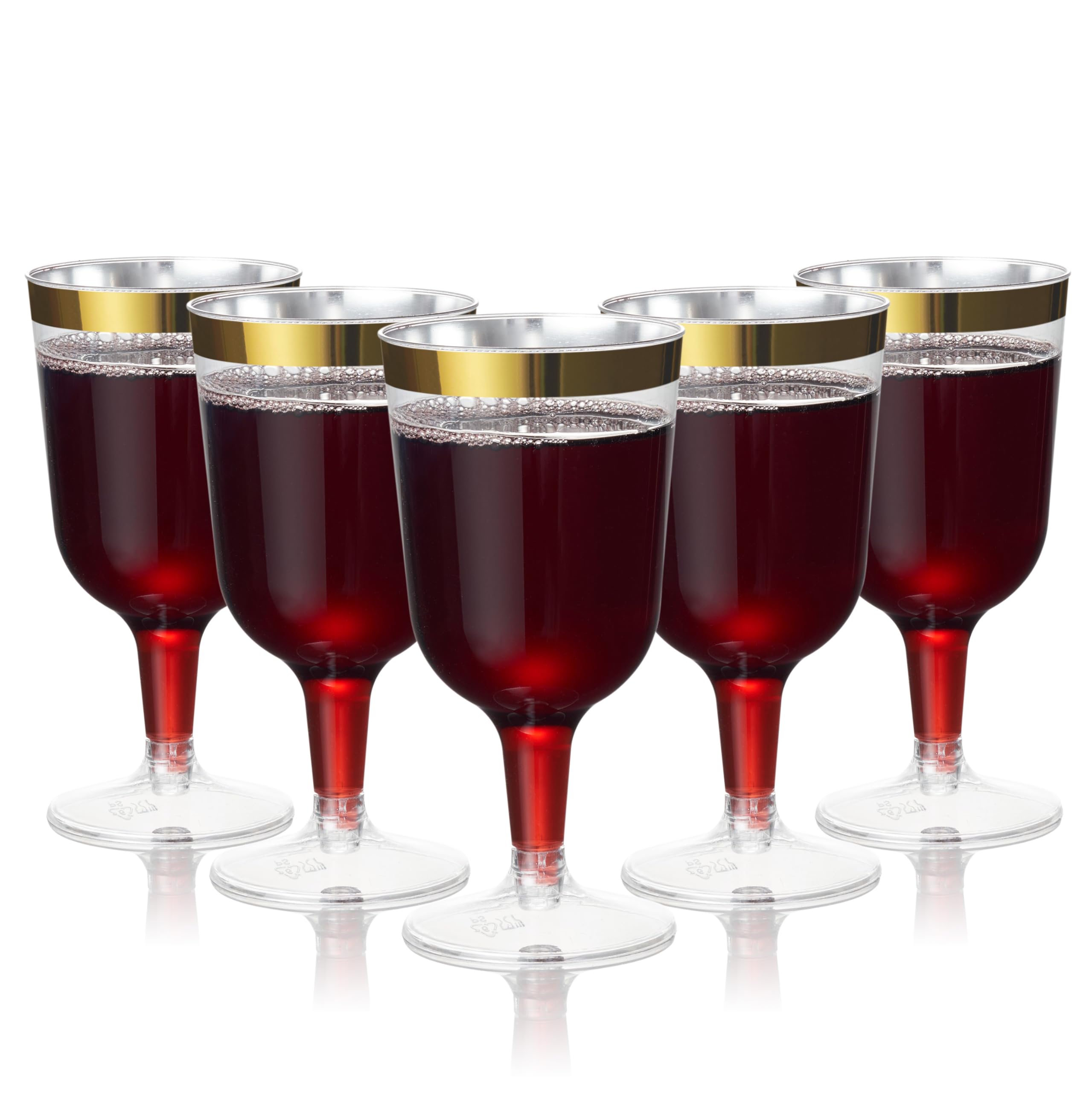 MATANA 24 Gold Rim Plastic Wine Glasses