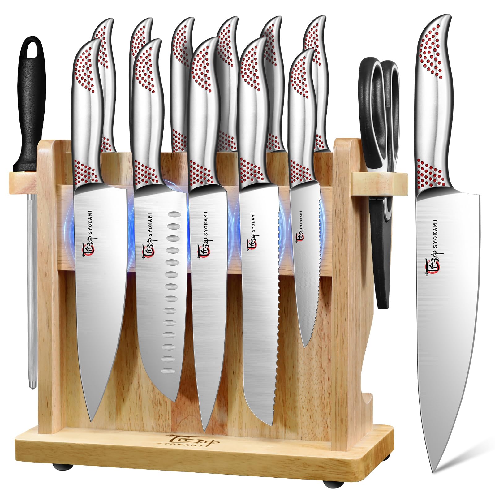 SYOKAMI 14-Piece Magnetic Knife Set