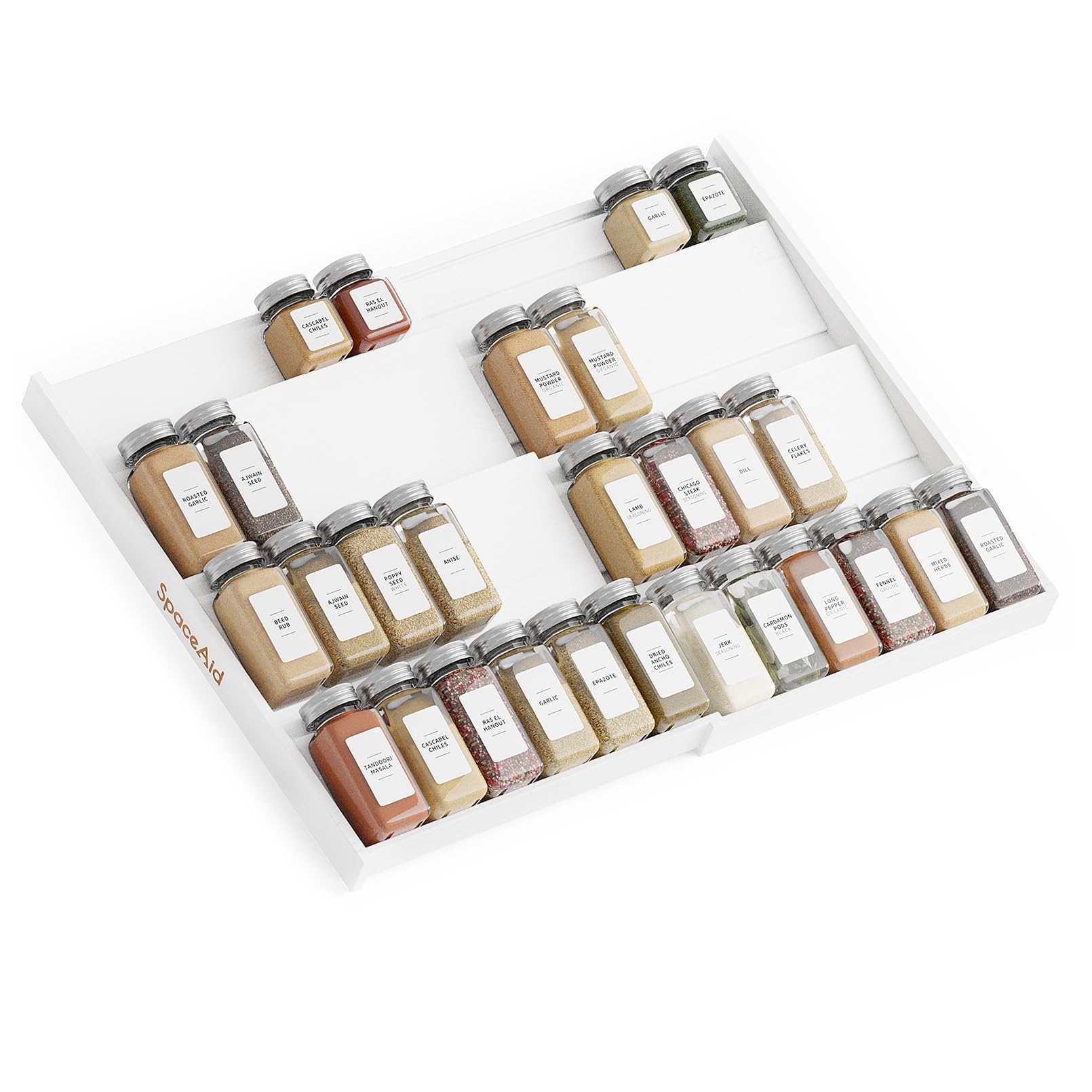 SpaceAid Expandable Bamboo Spice Drawer Organizer