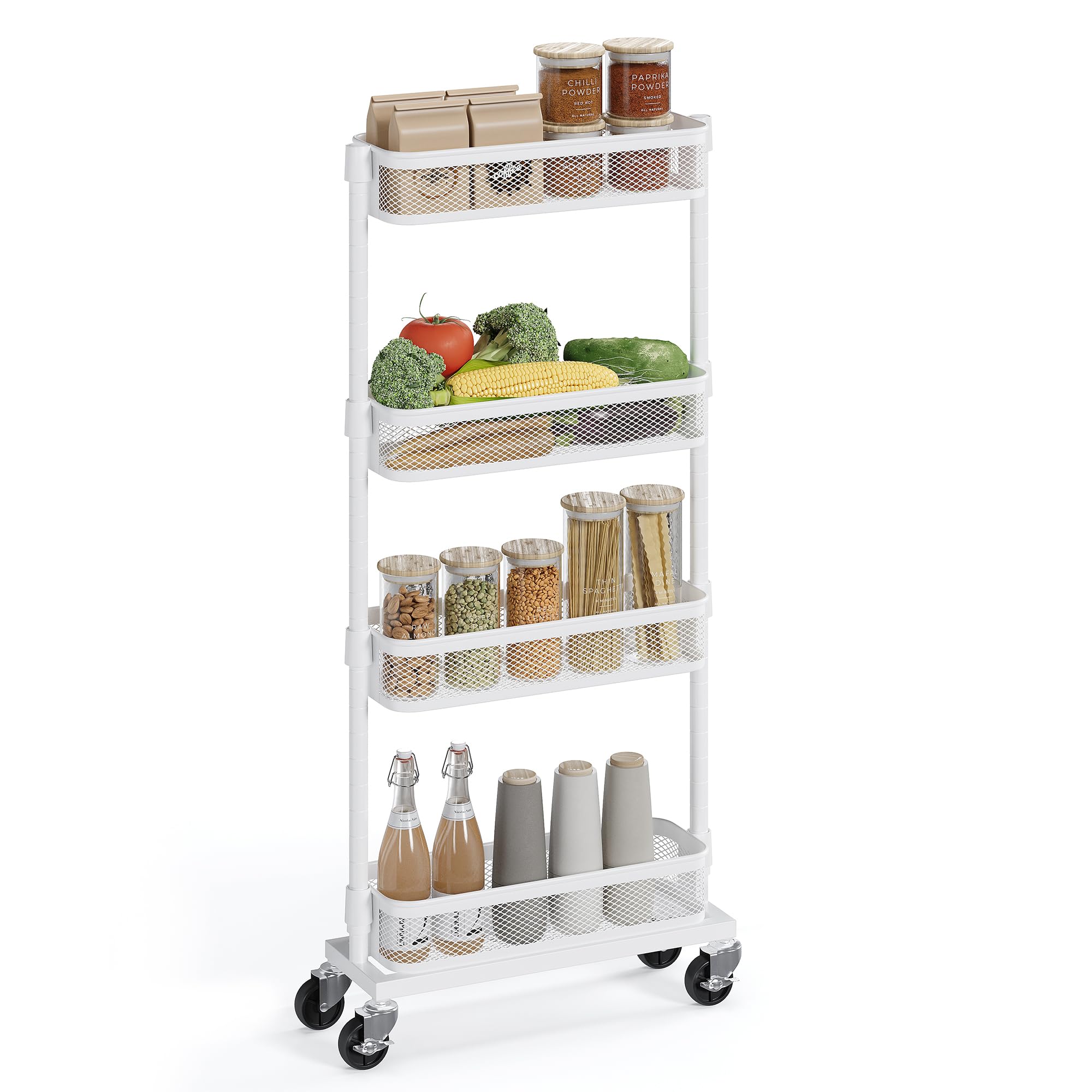 SONGMICS Slim 4-Tier Rolling Cart