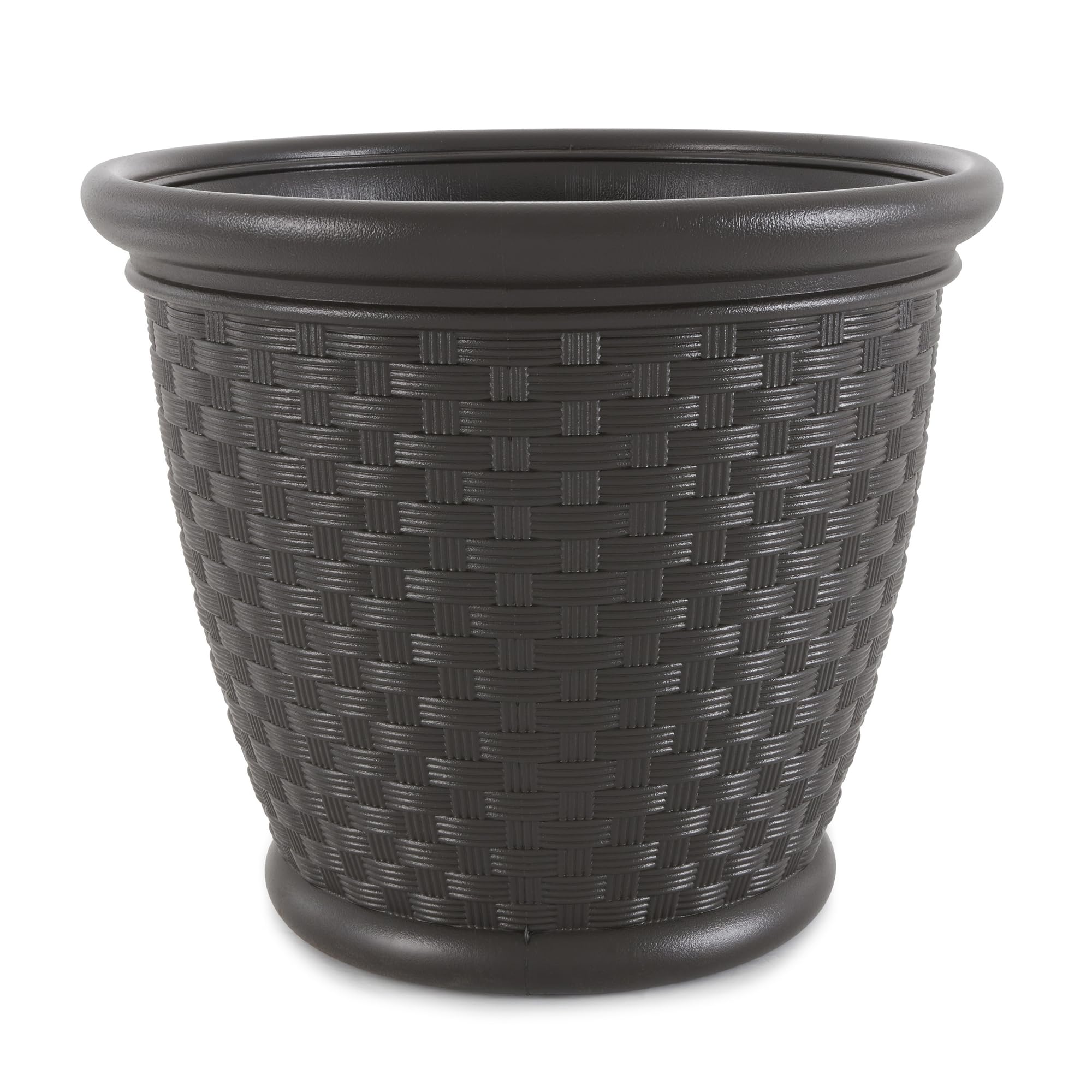 Suncast Sonora 18 Inch Plastic Wicker Decorative Flower Planter Pot
