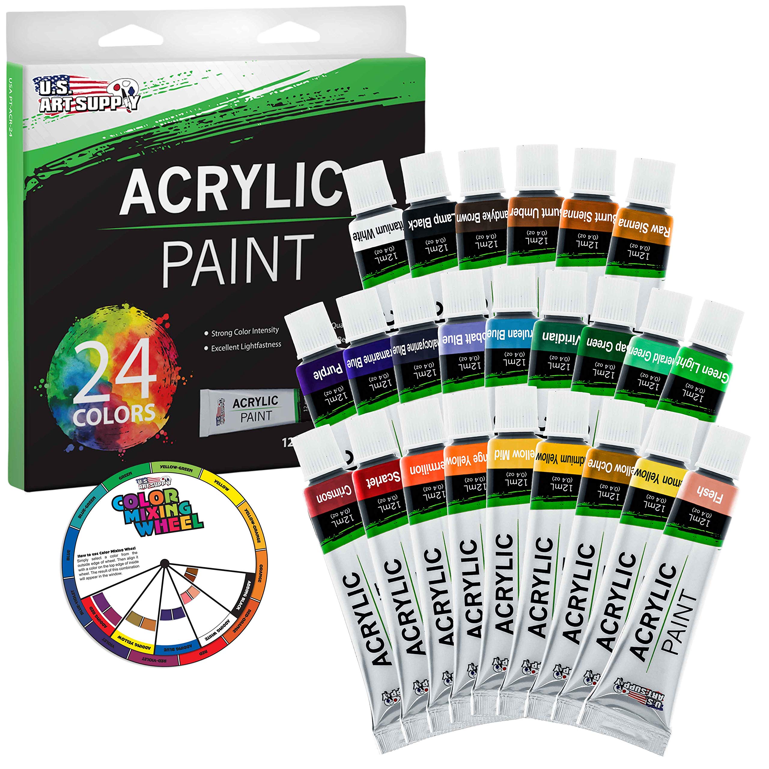 U.S. Art Supply 24-Color Professional Acrylic Set