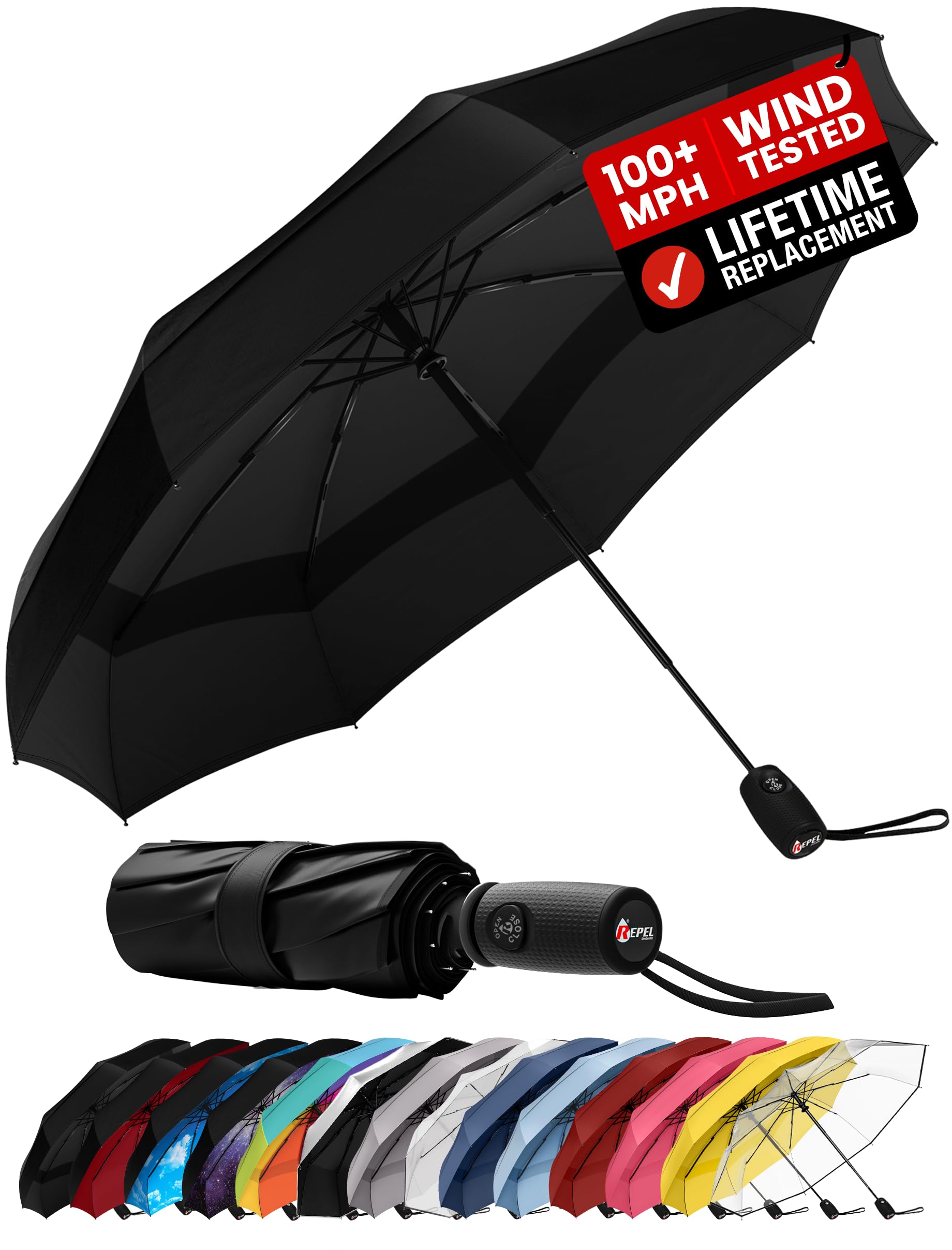 Windproof Compact Folding Travel Umbrella