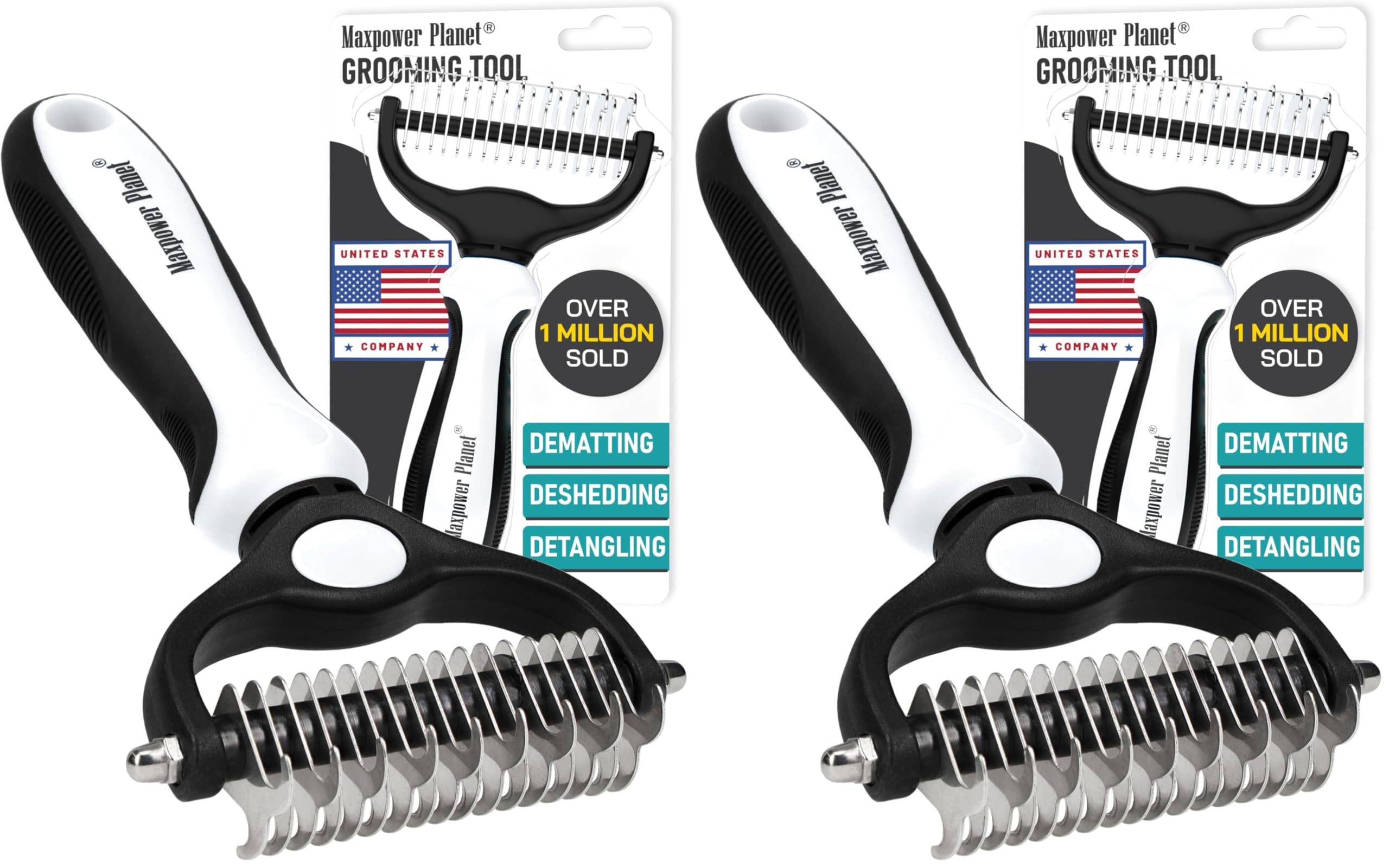 Maxpower Planet Double-Sided Grooming Brush, 2-Pack
