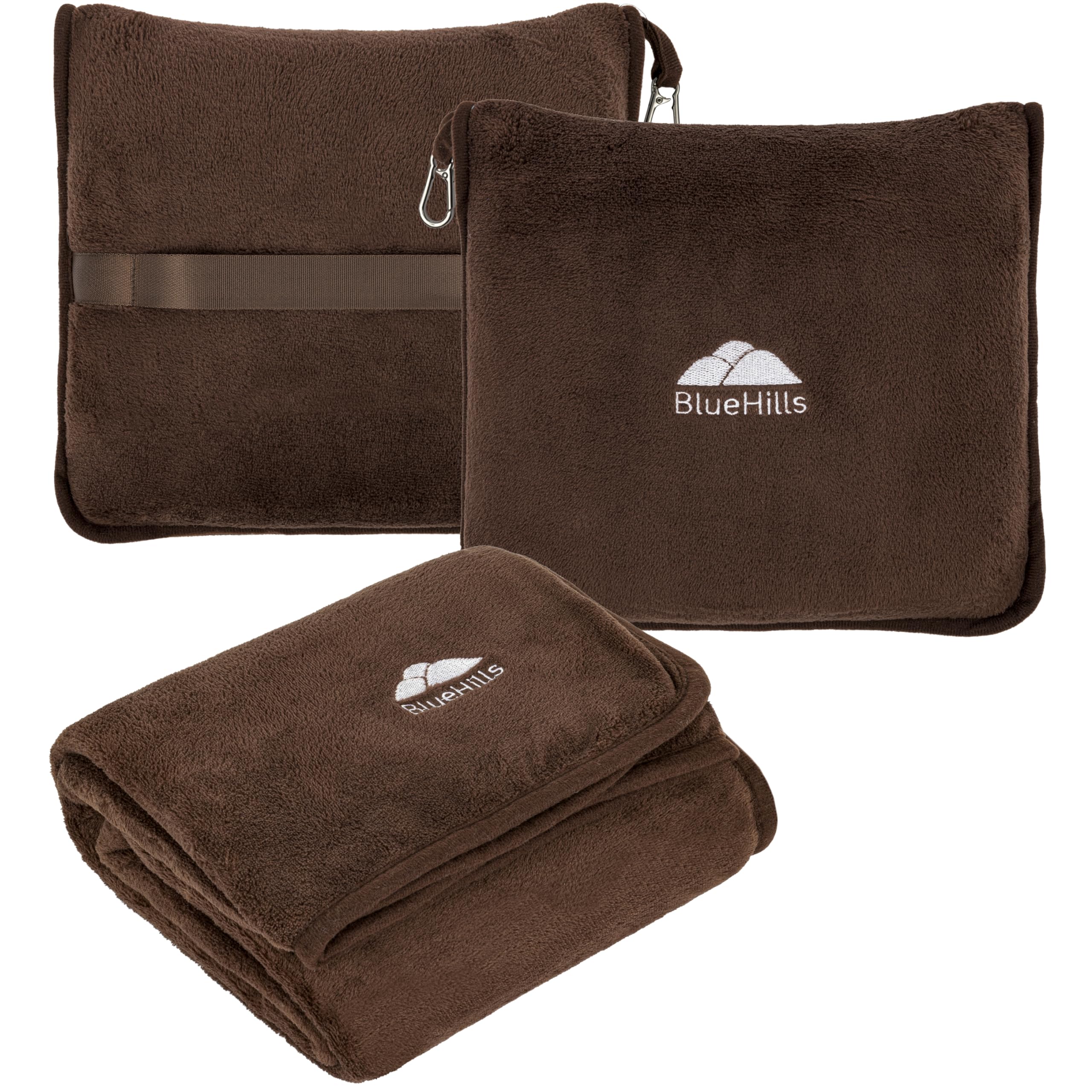 BlueHills Brown Travel Blanket Pillow