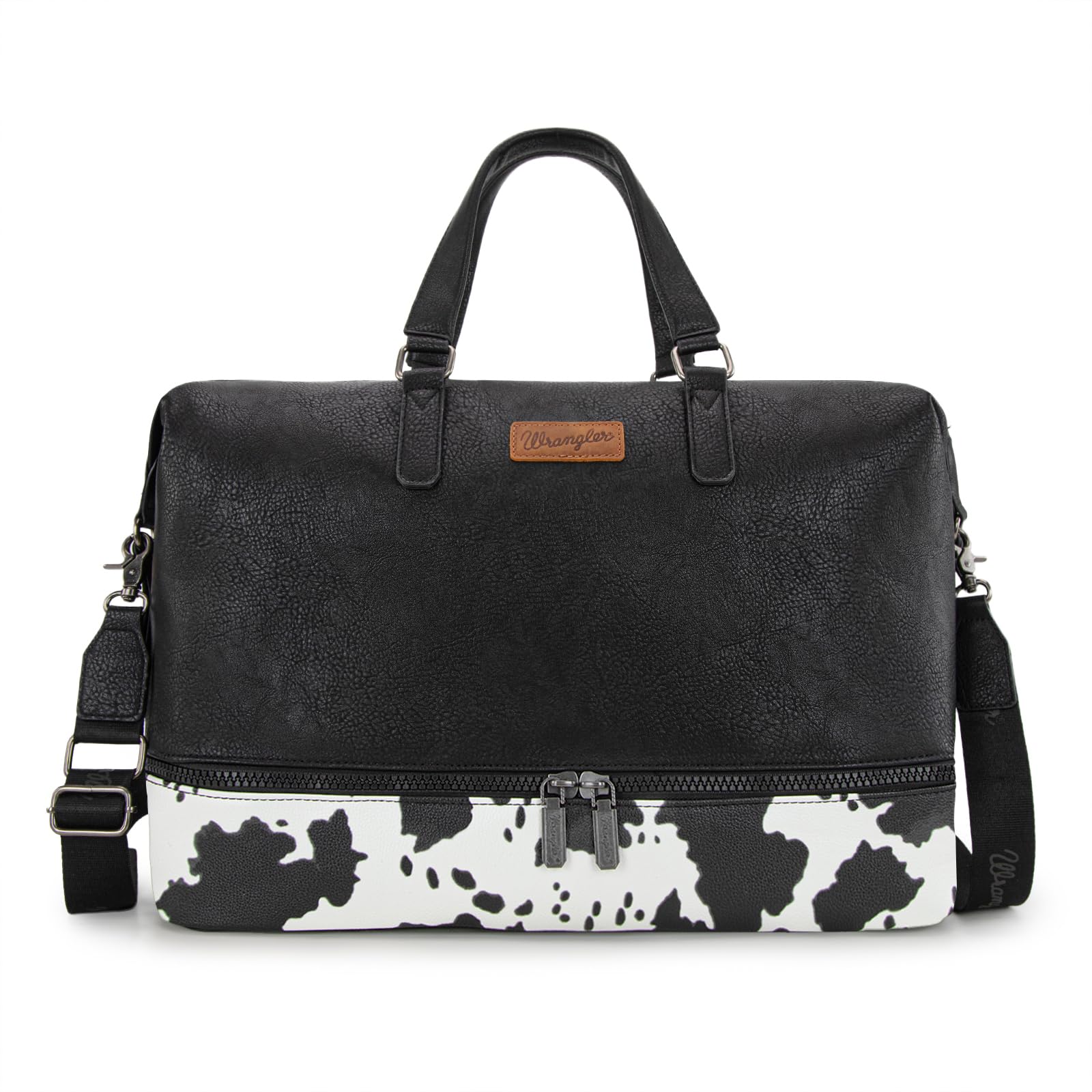 Wrangler Cow Print Shoe-Compartment Duffel