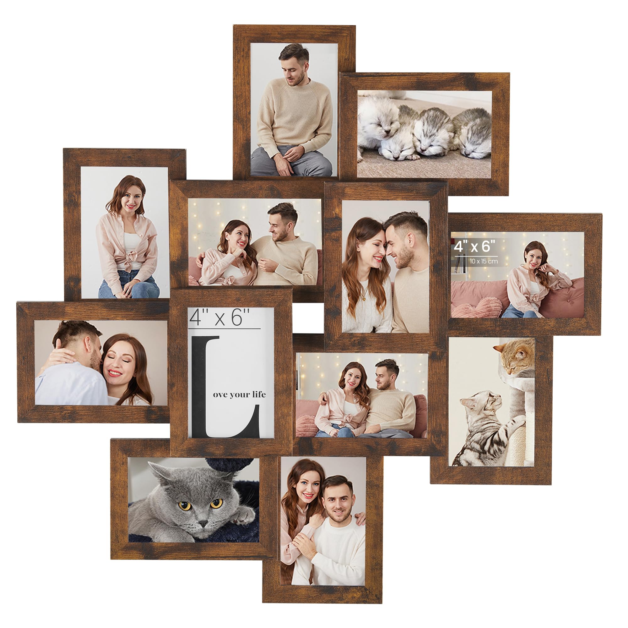 SONGMICS Rustic Brown 12-Photo Set