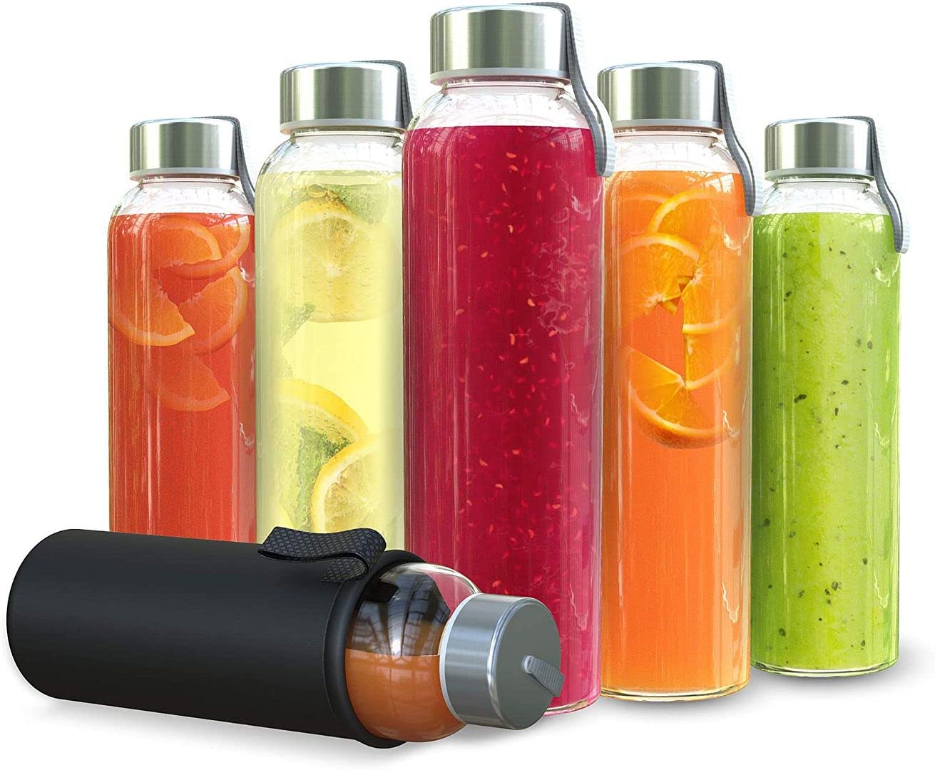 Chef's Star 18 Oz Glass Water Bottles