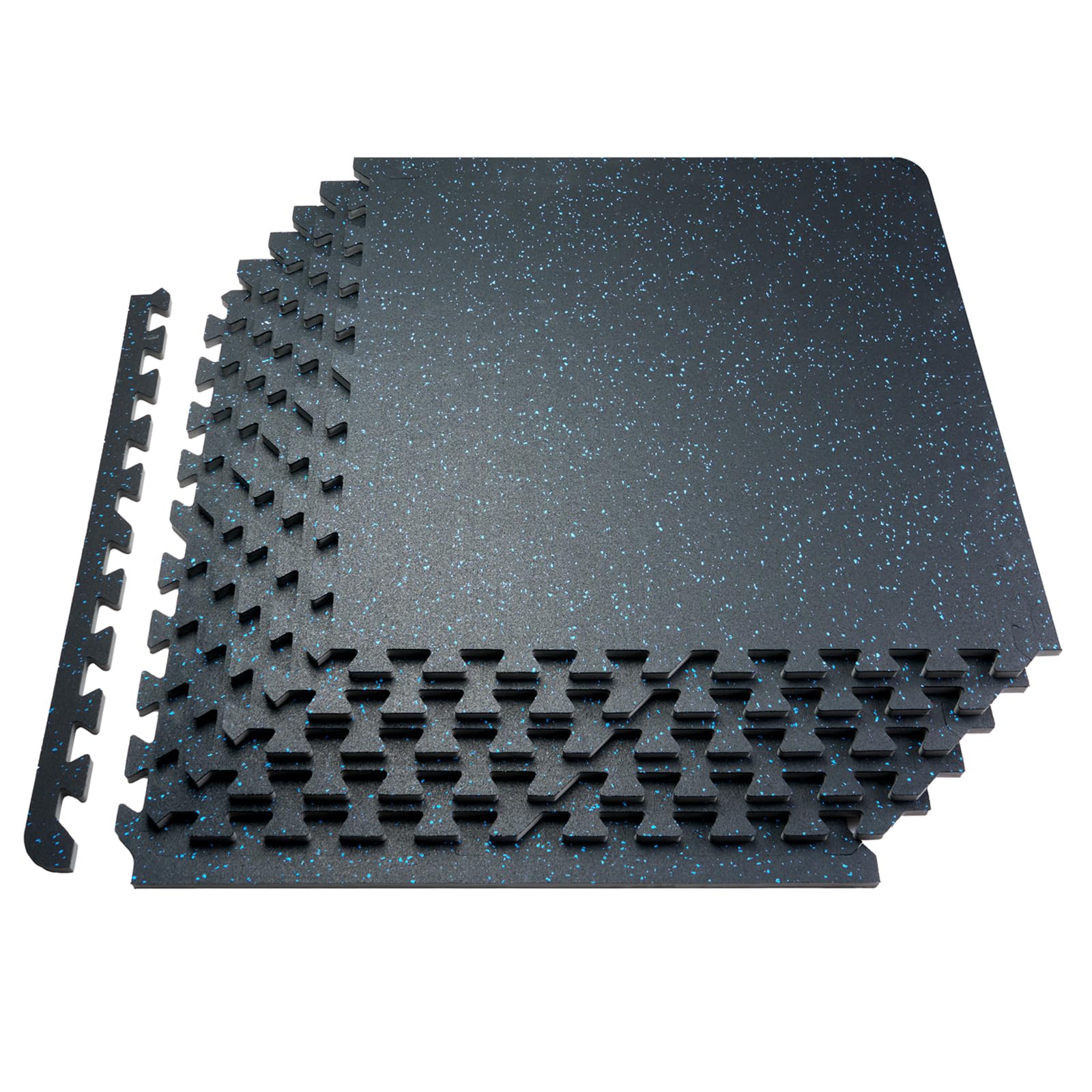 VEVOR 0.56-Inch 100-Sq.-Ft. Gym Flooring, Black & Blue