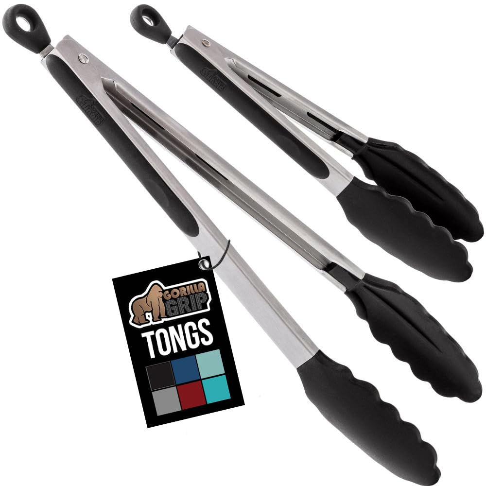 GORILLA GRIP Silicone-Tip Kitchen Tongs, 2-Piece Set