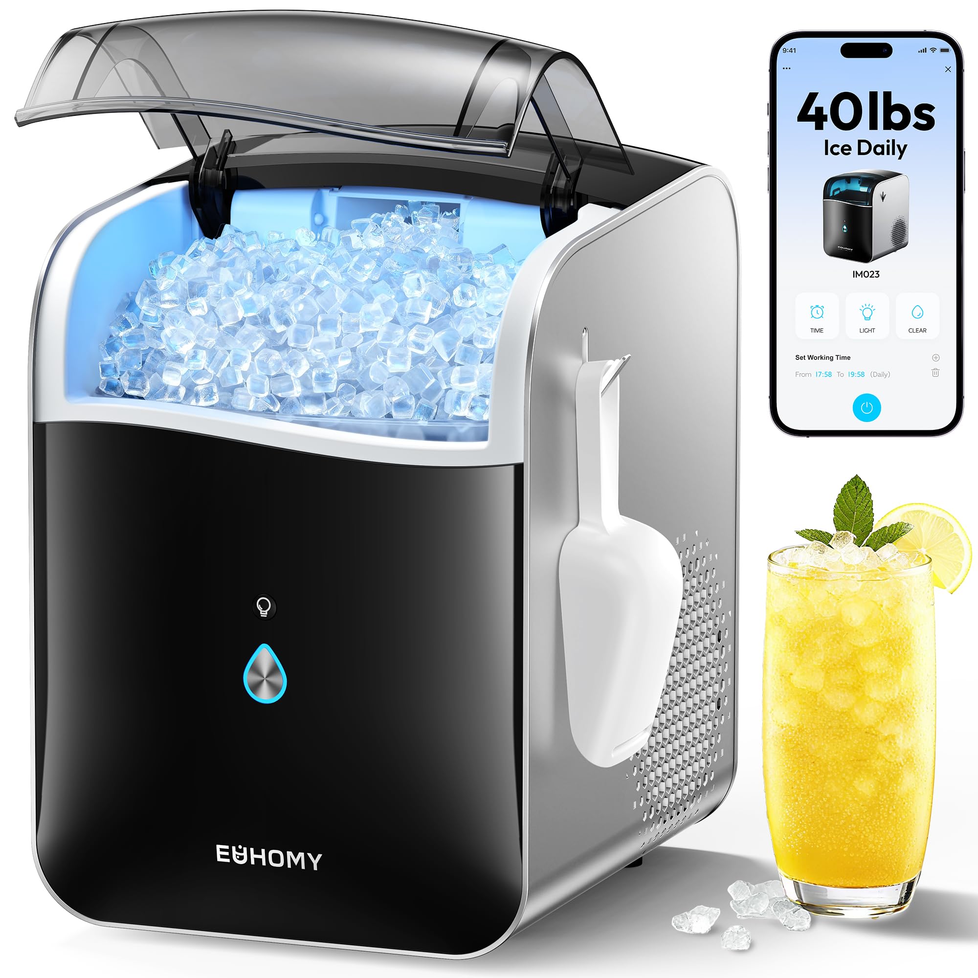EUHOMY Smart 40 lb Nugget Ice Maker