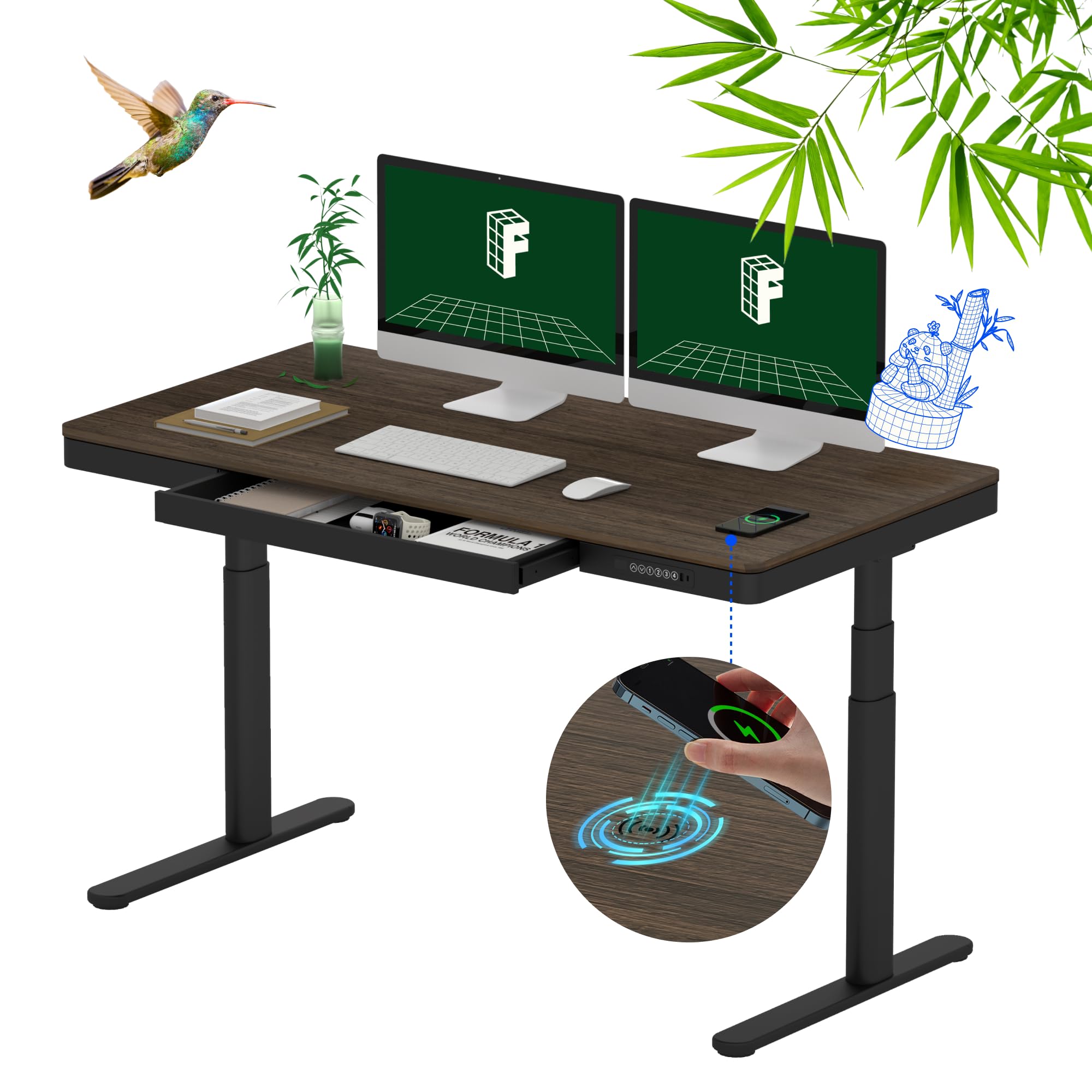 FLEXISPOT 55-Inch Bamboo Standing Desk