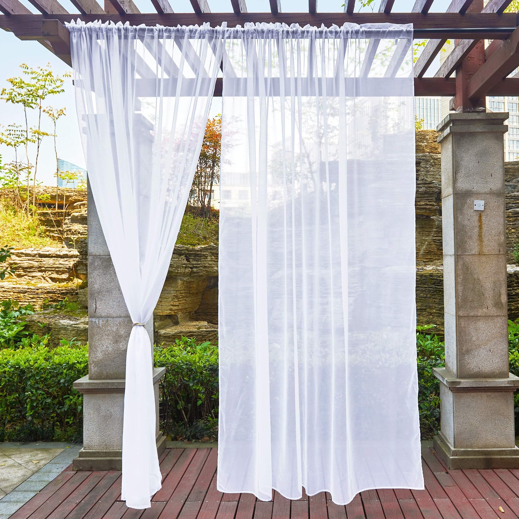 NICETOWN Patio Outdoor Curtains Voile Sheer