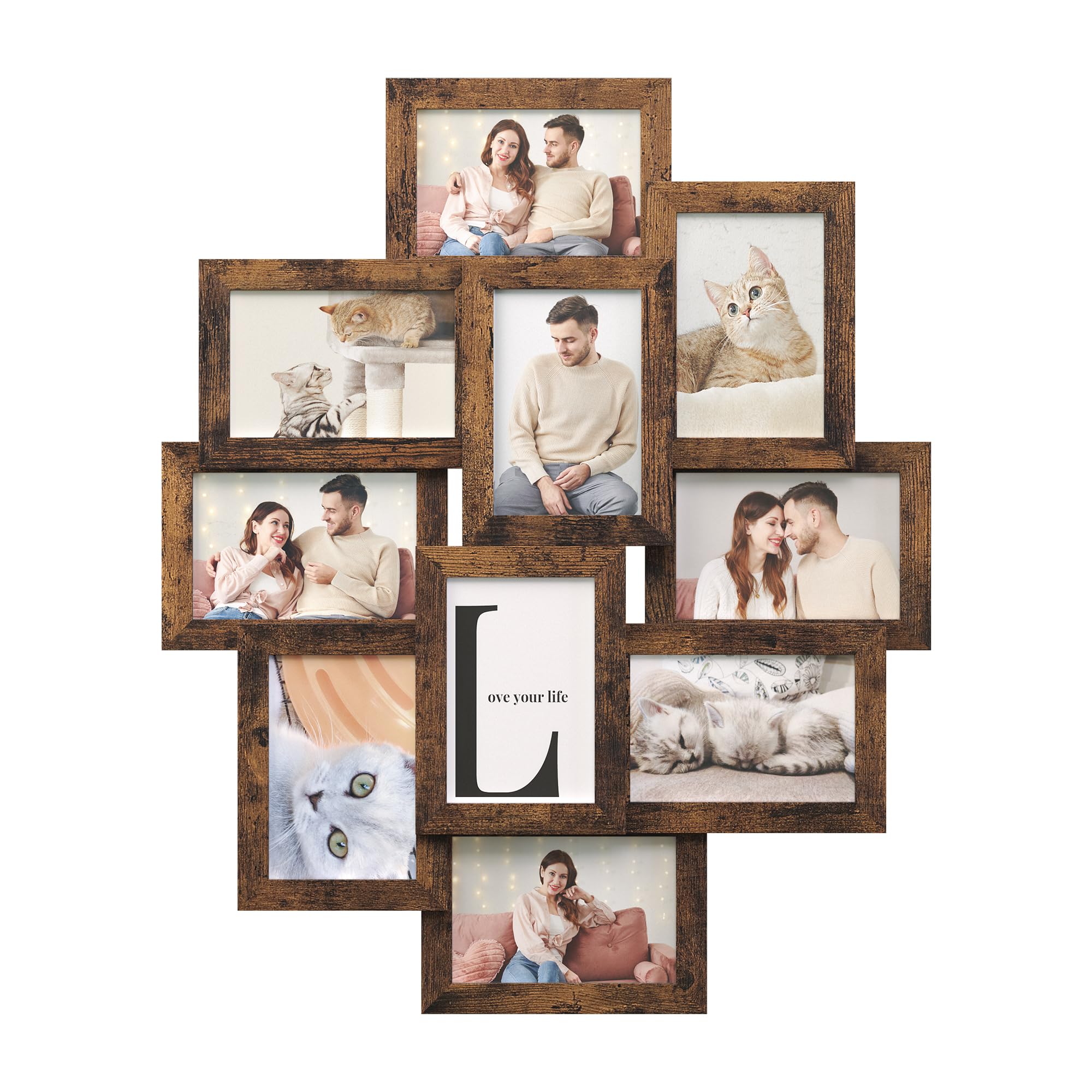 SONGMICS 10-Frame 4x6 Collage, Rustic Brown