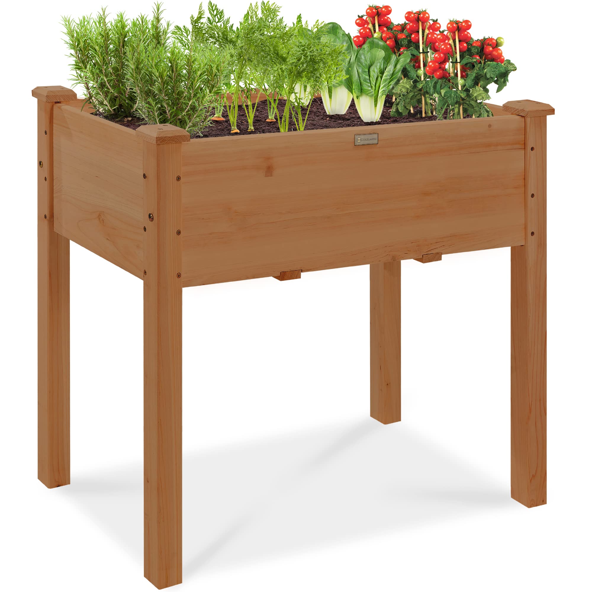 Best Choice Products 34x18x30in Wood Raised Garden Bed