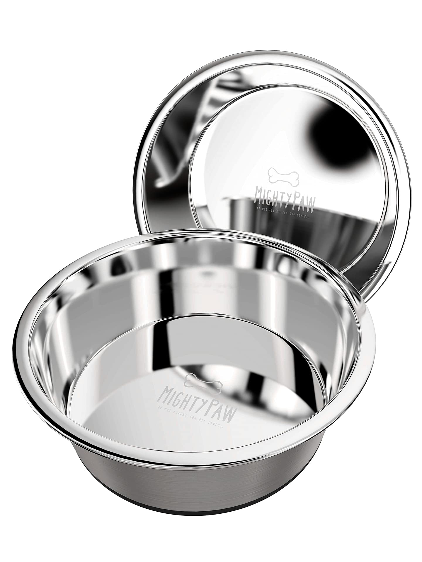 Mighty Paw Stainless Steel Dog Bowls, Small 2-Pack
