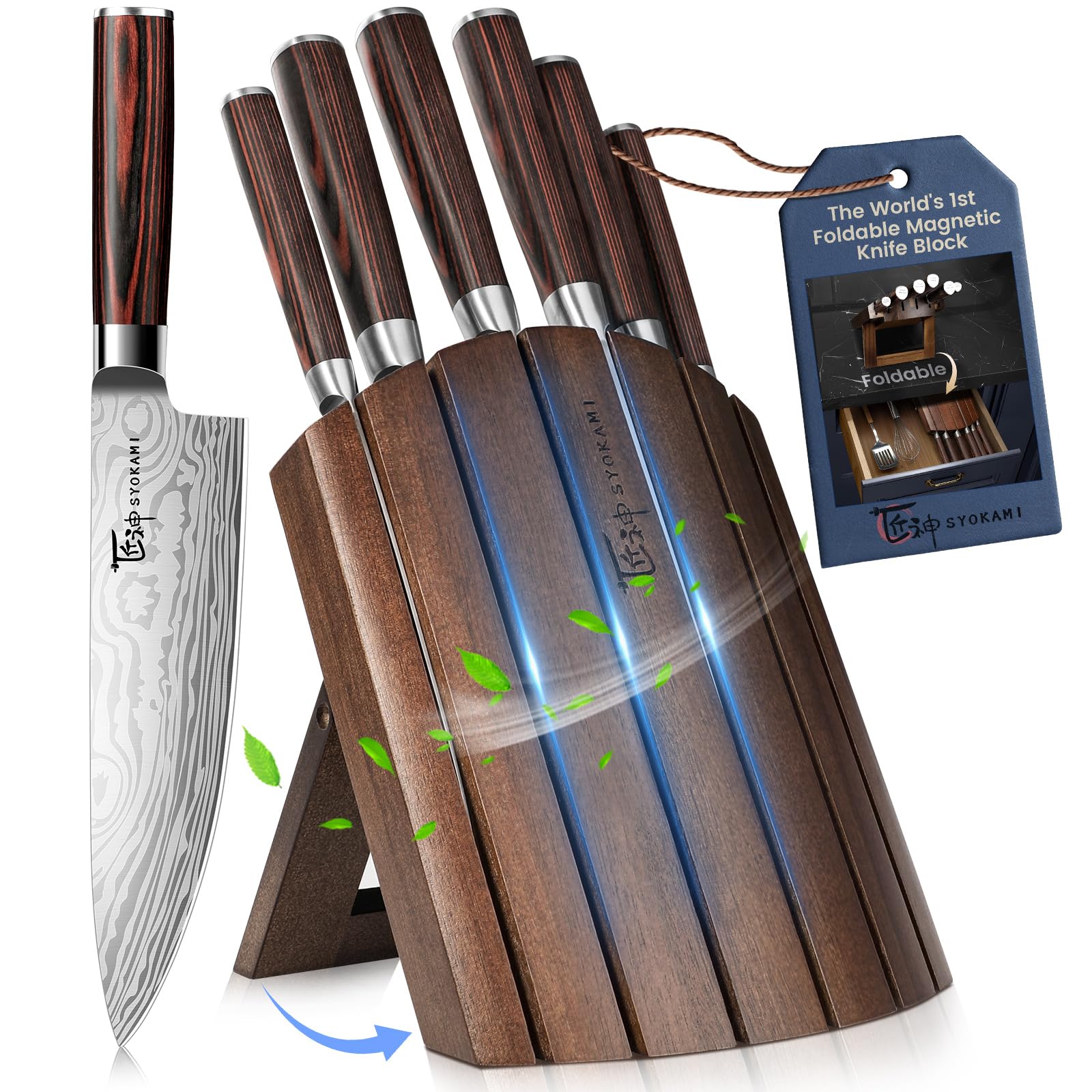 SYOKAMI 7-Piece Magnetic Knife Set