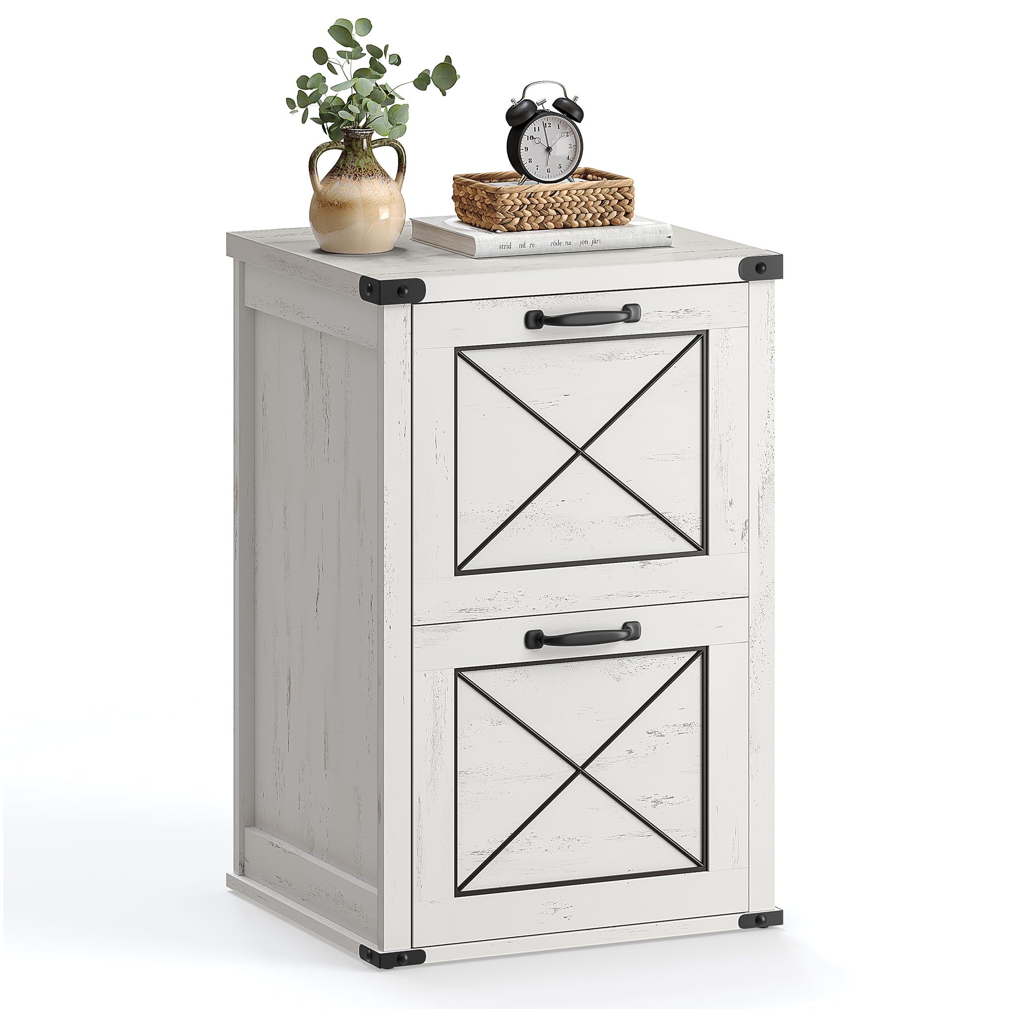 VASAGLE Rustic White File Cabinet