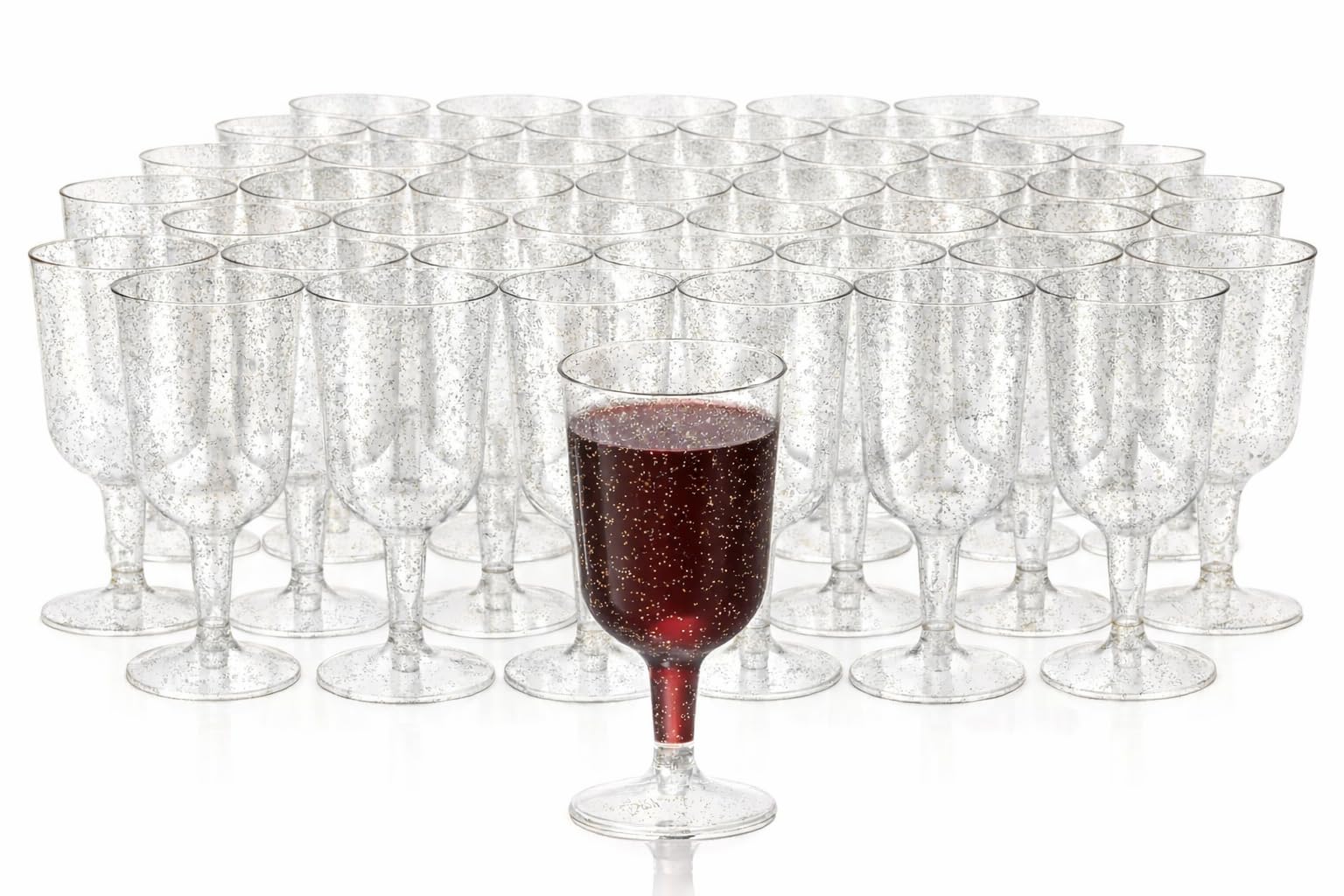MATANA 50 Glitter Plastic Wine Glasses