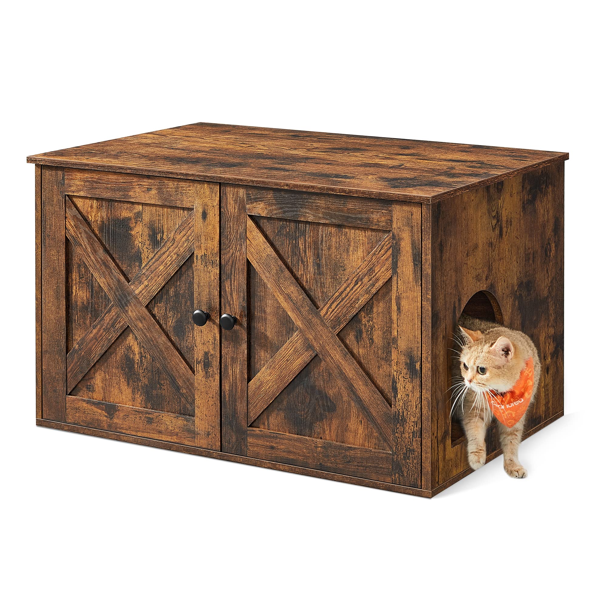 Feandrea Rustic Brown Enclosure with Removable Divider