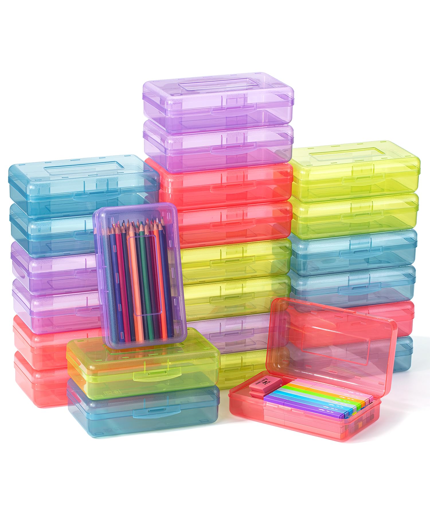 Mr. Pen Plastic Pencil Boxes, 24-Pack