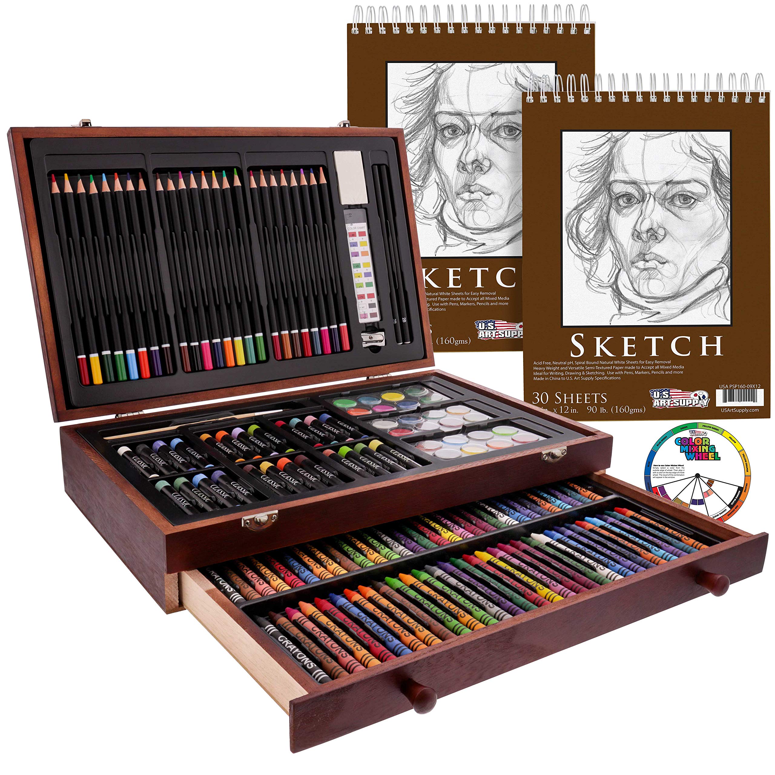 U.S. Art Supply Mega Art Set: 143-Piece Wooden Case
