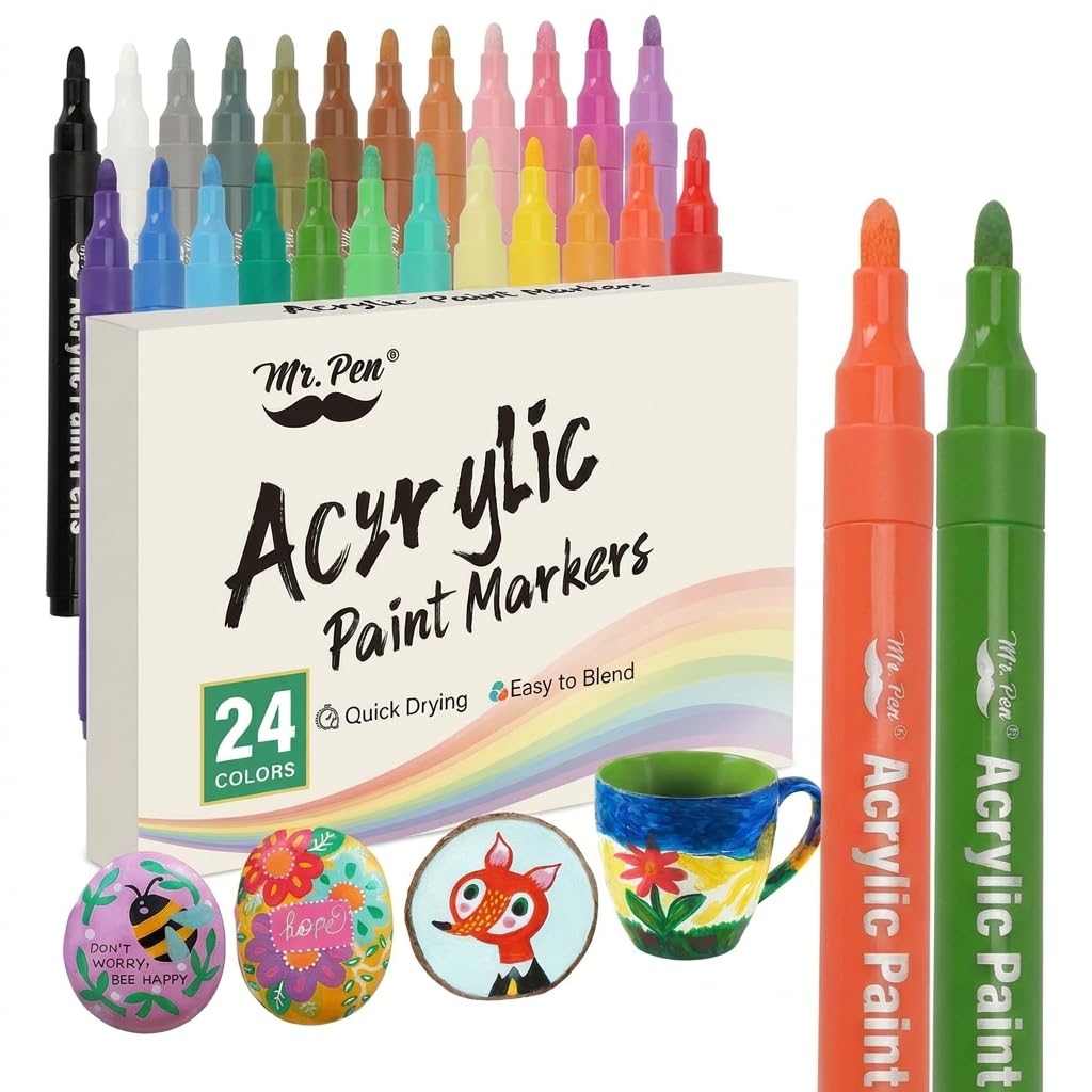 Mr. Pen Acrylic Paint Markers, 24 Pack