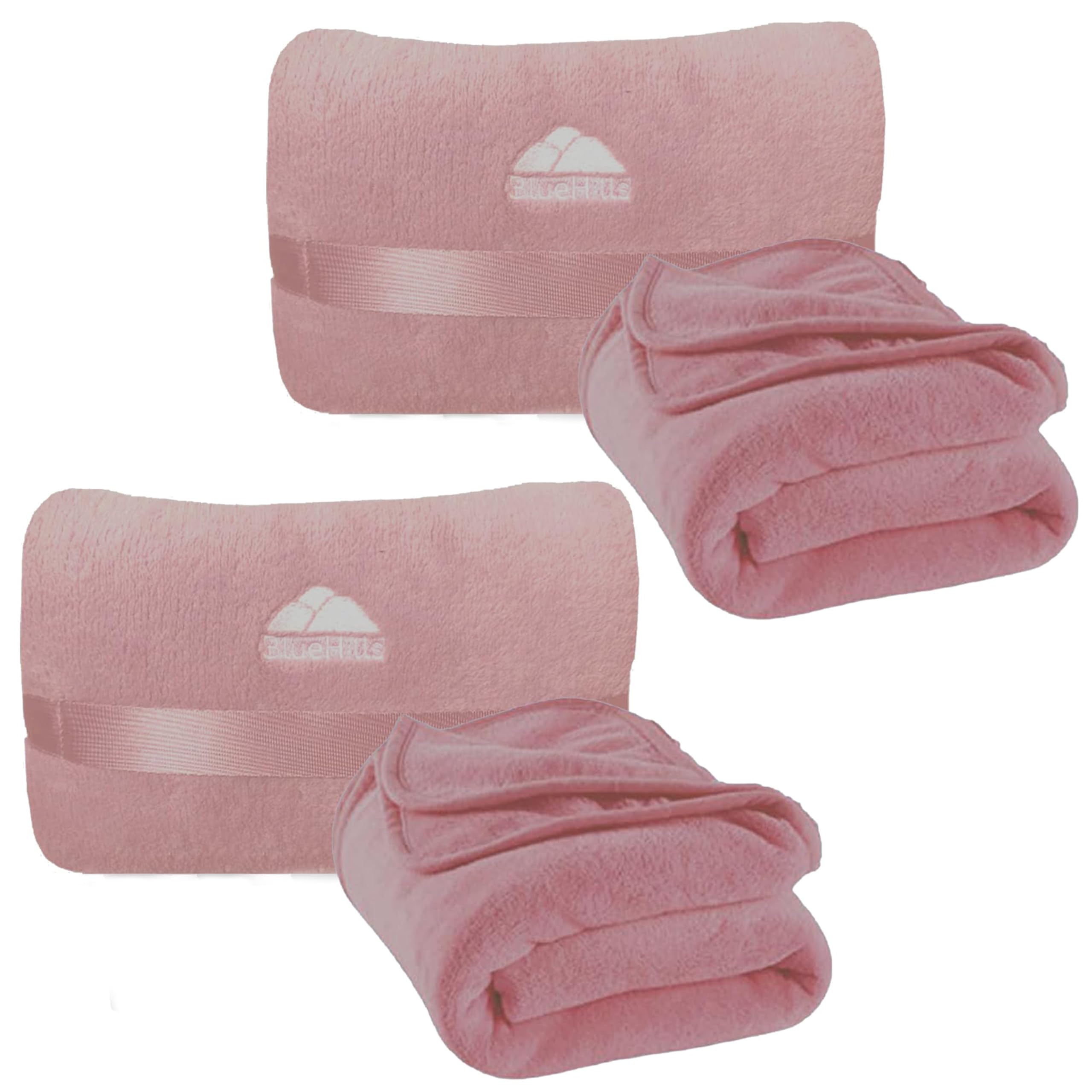 BlueHills Mini Travel Blanket Pillow 2-Pack